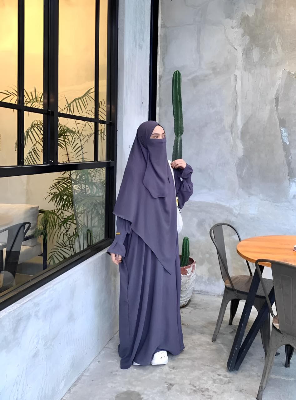 Modest Abaya French Khimar Set: Crinkle Airflow Islamic Dress - image 4