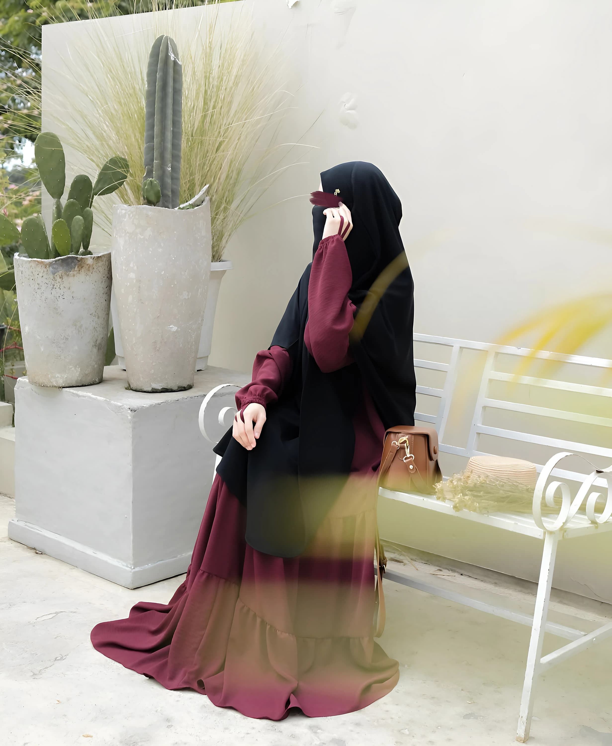 Princess Crinkle Fabric French Khimar Abaya: Modest Islamic Dress - image 5