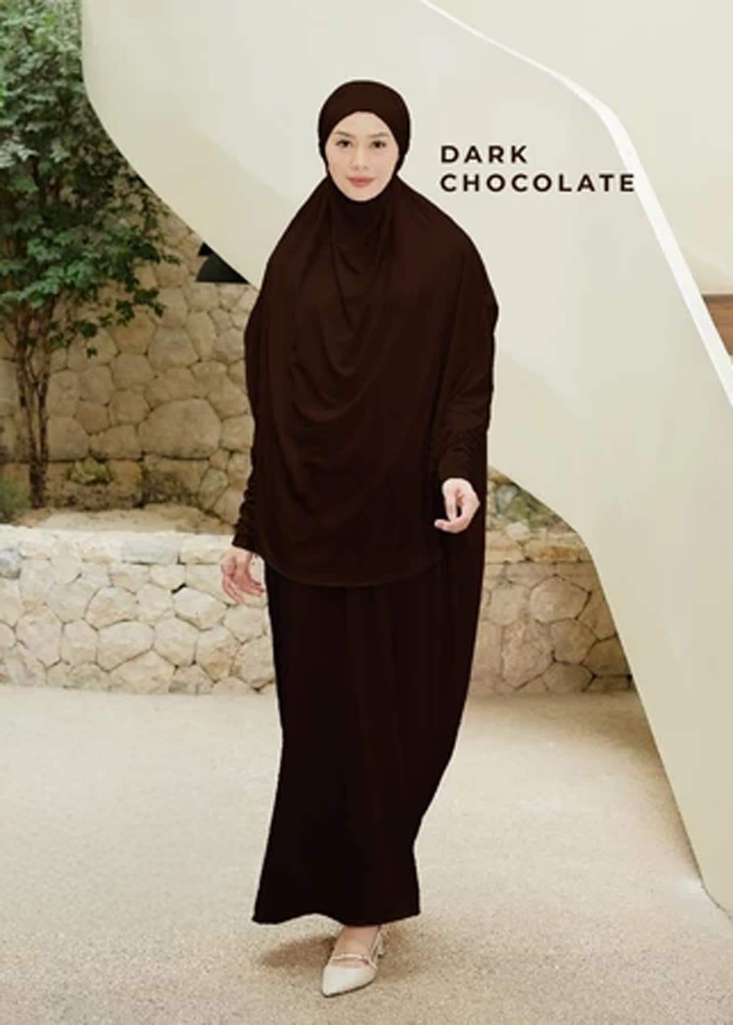 Oversized Jersey Abaya Set with Long Khimar for Modest Daily and Eid Wear