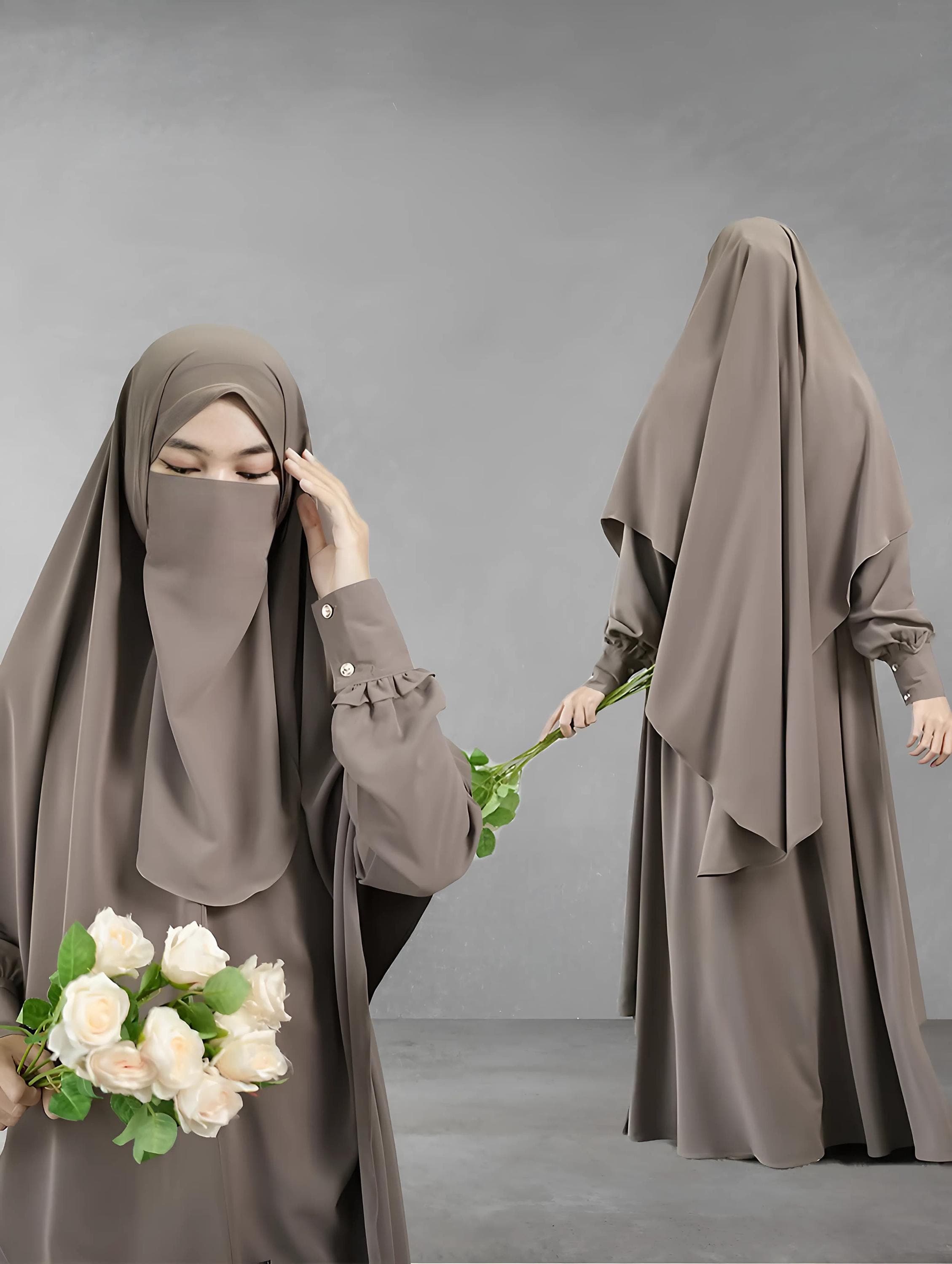 Ilyana Silk Abaya Set: French Khimar & Half Niqab - Modest Muslim Dress