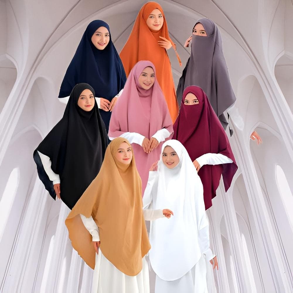 Crinkle Airflow French Khimar: Instant Hijab Jilbab with Niqab