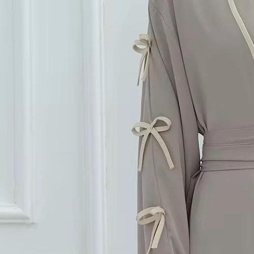 Taro and Beige Butterfly Larina Eid Abaya Set - image 3