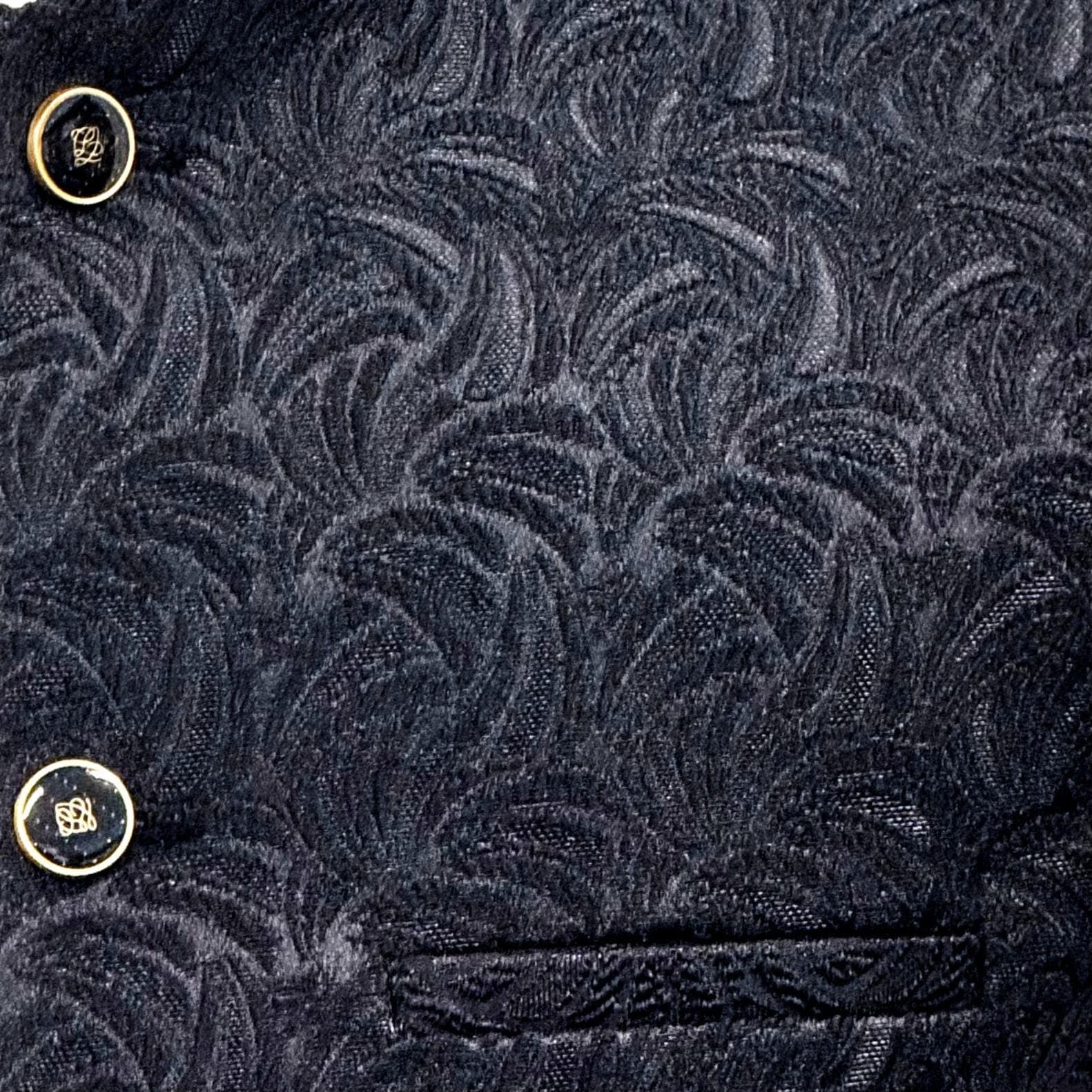 Men's Swirl Design Black Jamawar Waistcoat - image 4