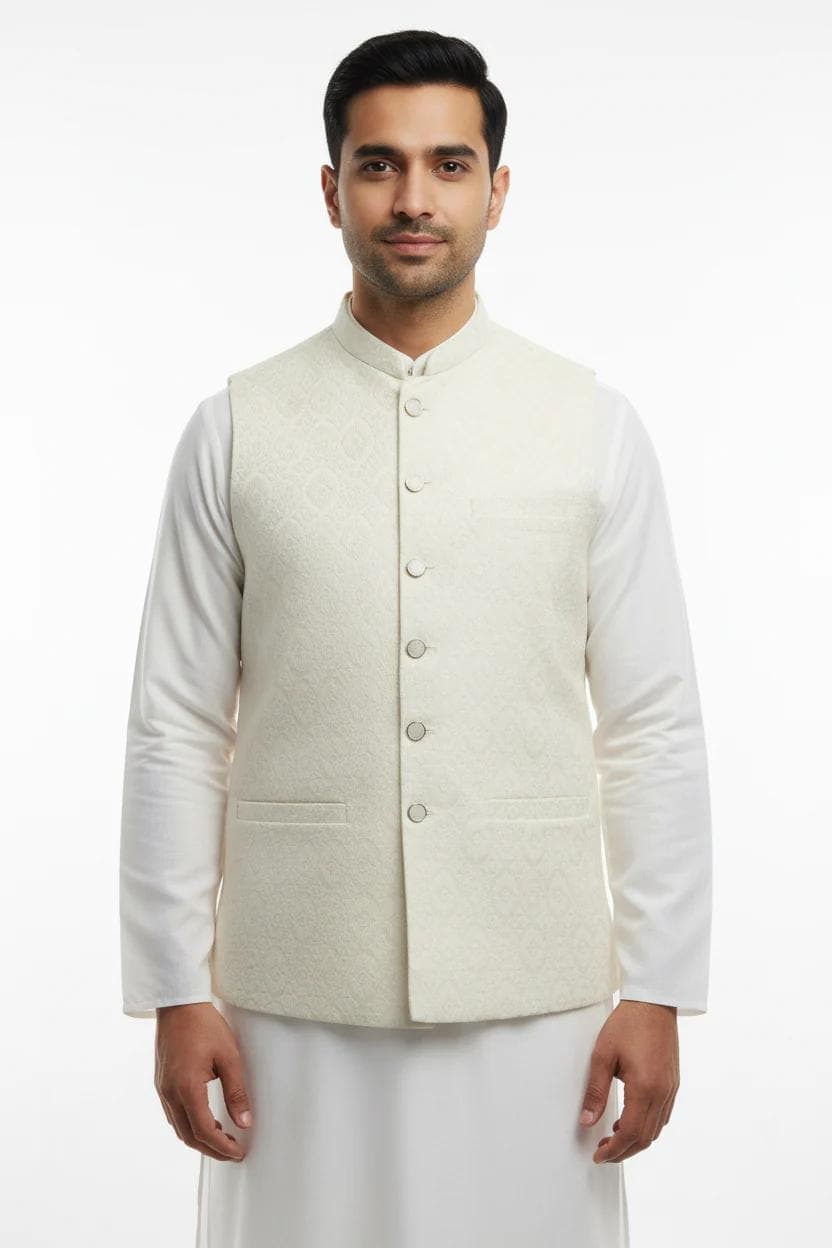 Cream Waistcoat Front Pose
