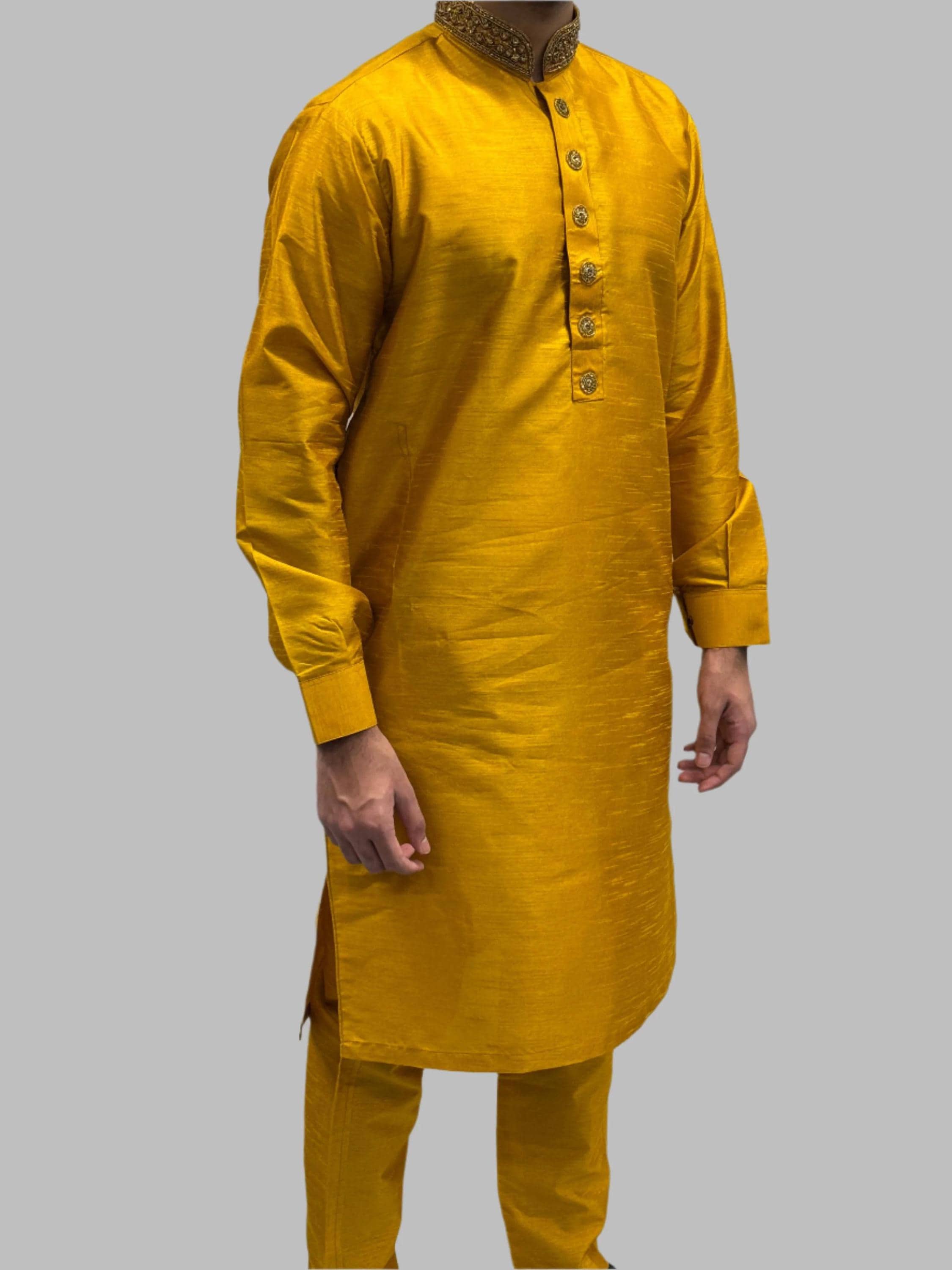 Boys Sunset Orange Silky Beadwork Trouser Suit