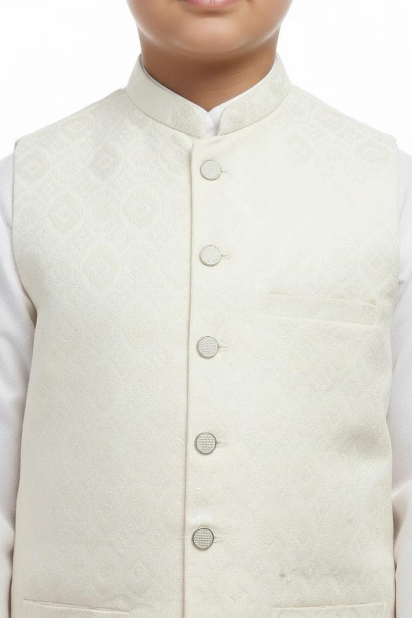 Cream Waistcoat Boy Close-Up