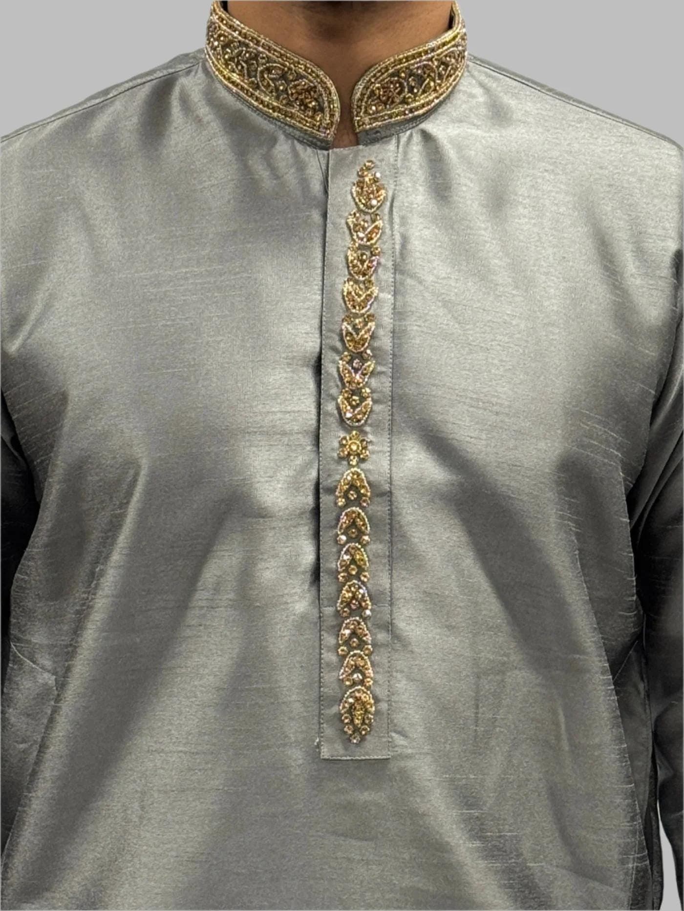 Silky Grey Beadwork Close Up