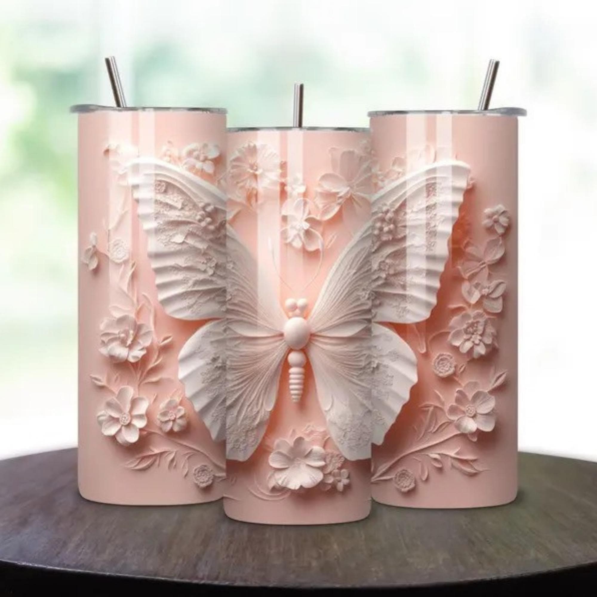 Butterfly and Floral Tumbler Wrap Bundle -20oz Skinny Tumbler Sublimation Designs -Tumbler Wrap PNGs -Instant Digital Download - image 5