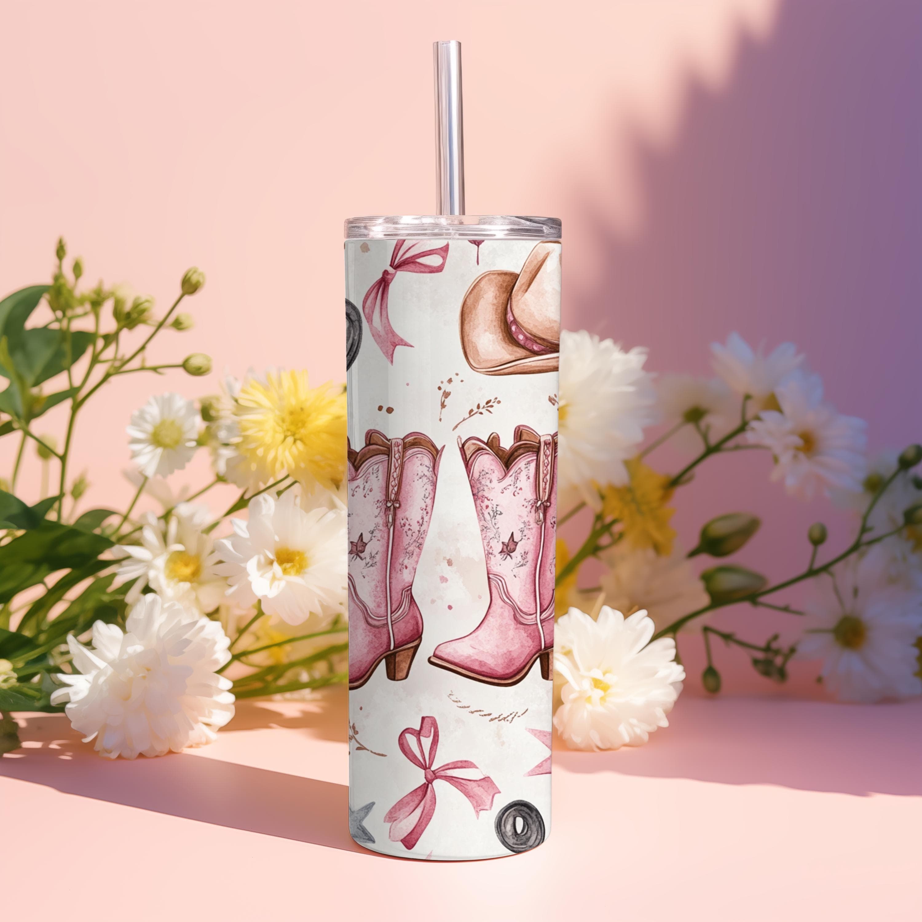 Coquette Cowgirl Boots and cowboys hat Tumbler Wrap -20oz Skinny Tumbler Wrap Sublimation Design -Western Tumbler Wrap PNG -Digital Download - image 4