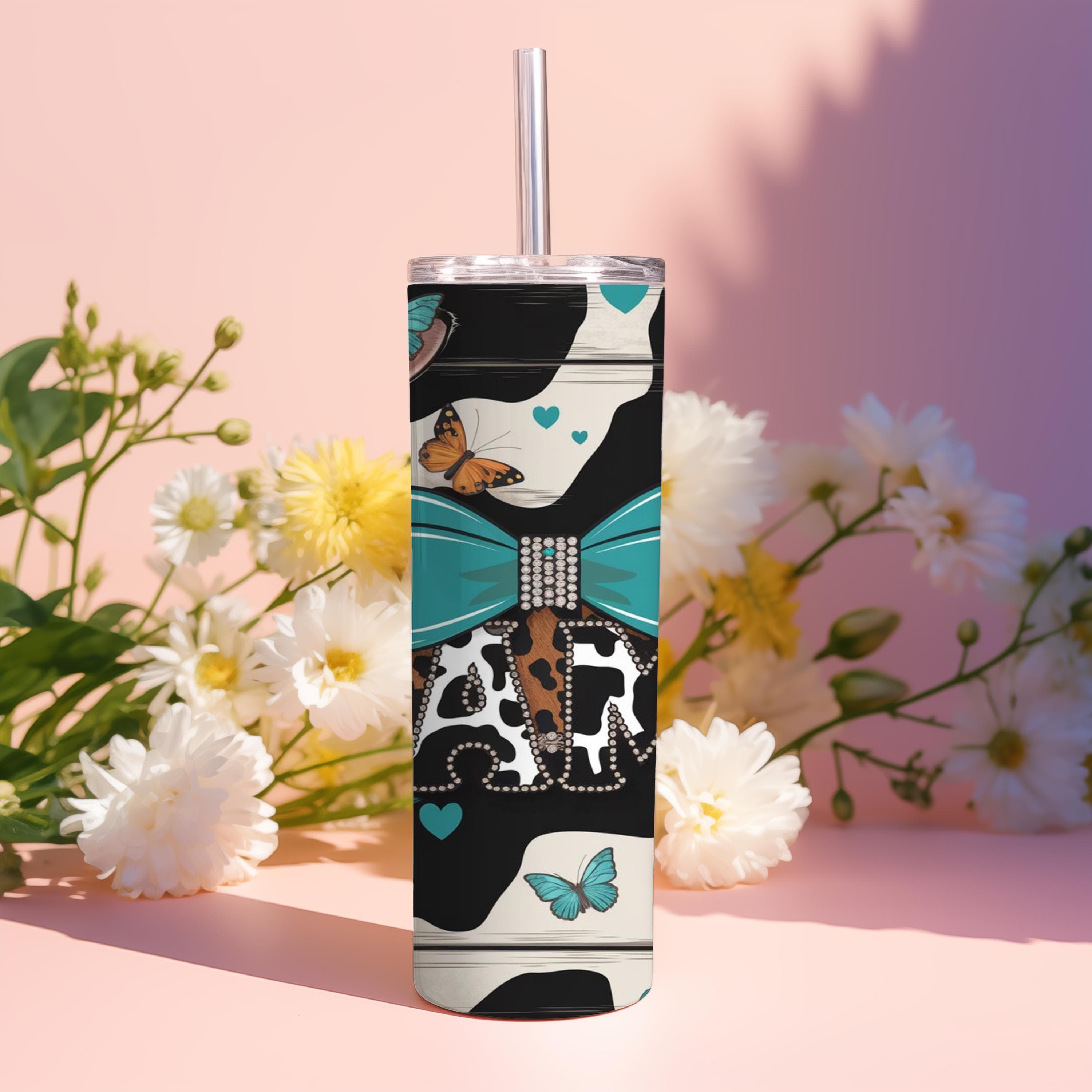 Western Mama Cow Print Tumbler Wrap -Turquoise Cowgirl Cheetah Bow Sublimation PNG for 20 oz Skinny Tumbler -Digital Download - image 4