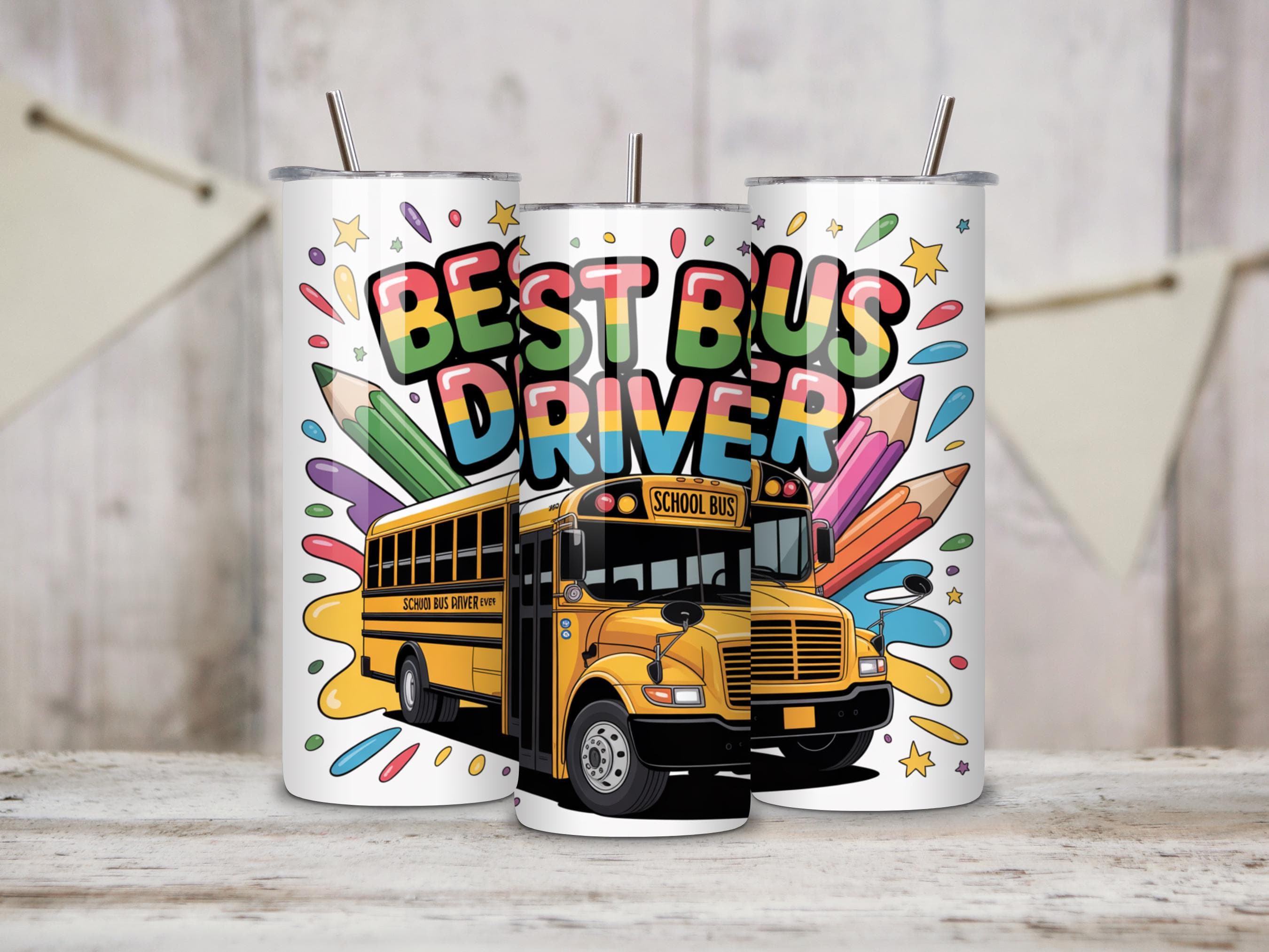 School Bus Driver Appreciation Tumbler Wrap PNG -Back to School 20oz Skinny Tumbler Sublimation Design -School Bus PNG -Digital Download - image 3