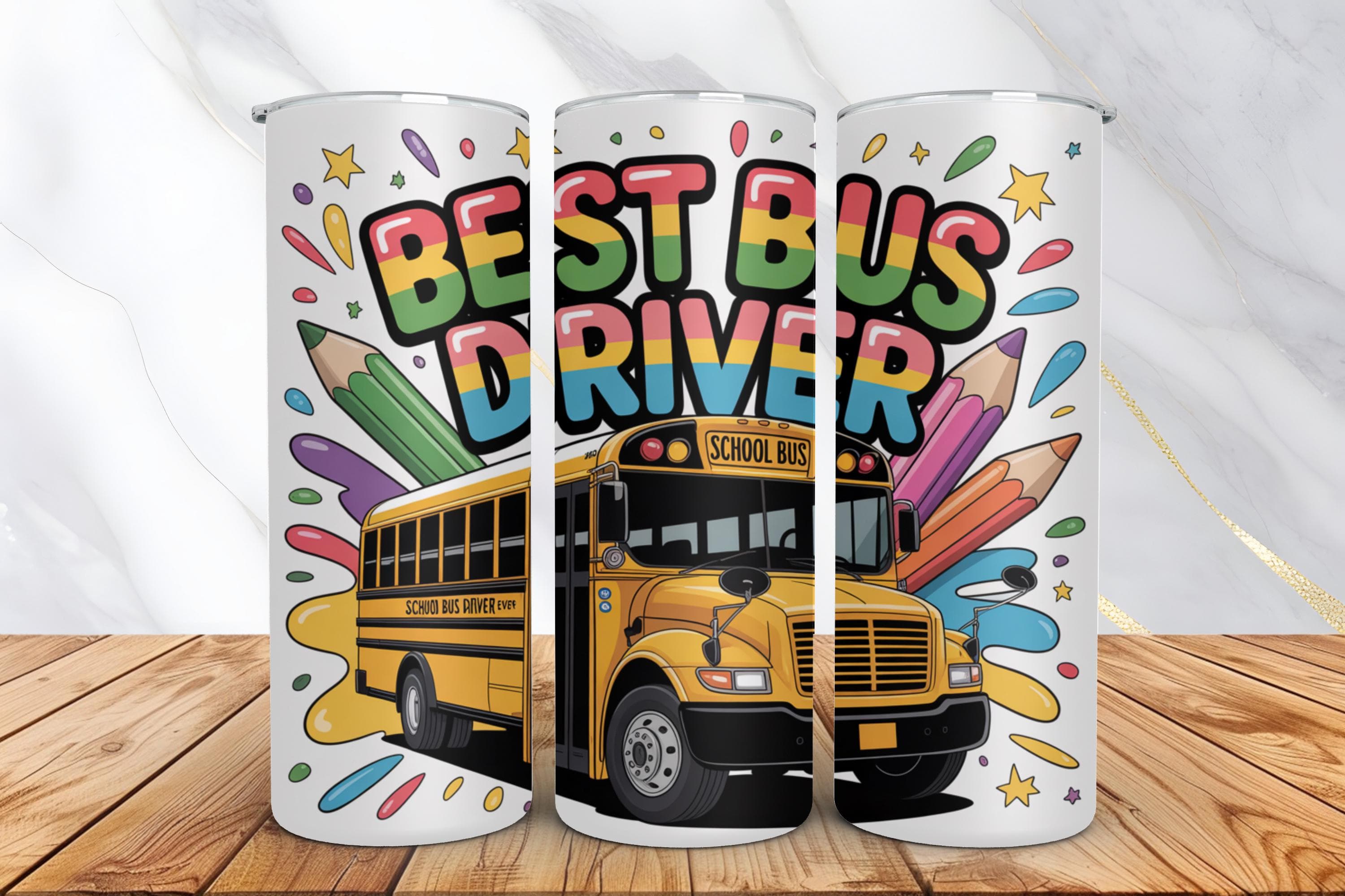 School Bus Driver Appreciation Tumbler Wrap PNG -Back to School 20oz Skinny Tumbler Sublimation Design -School Bus PNG -Digital Download