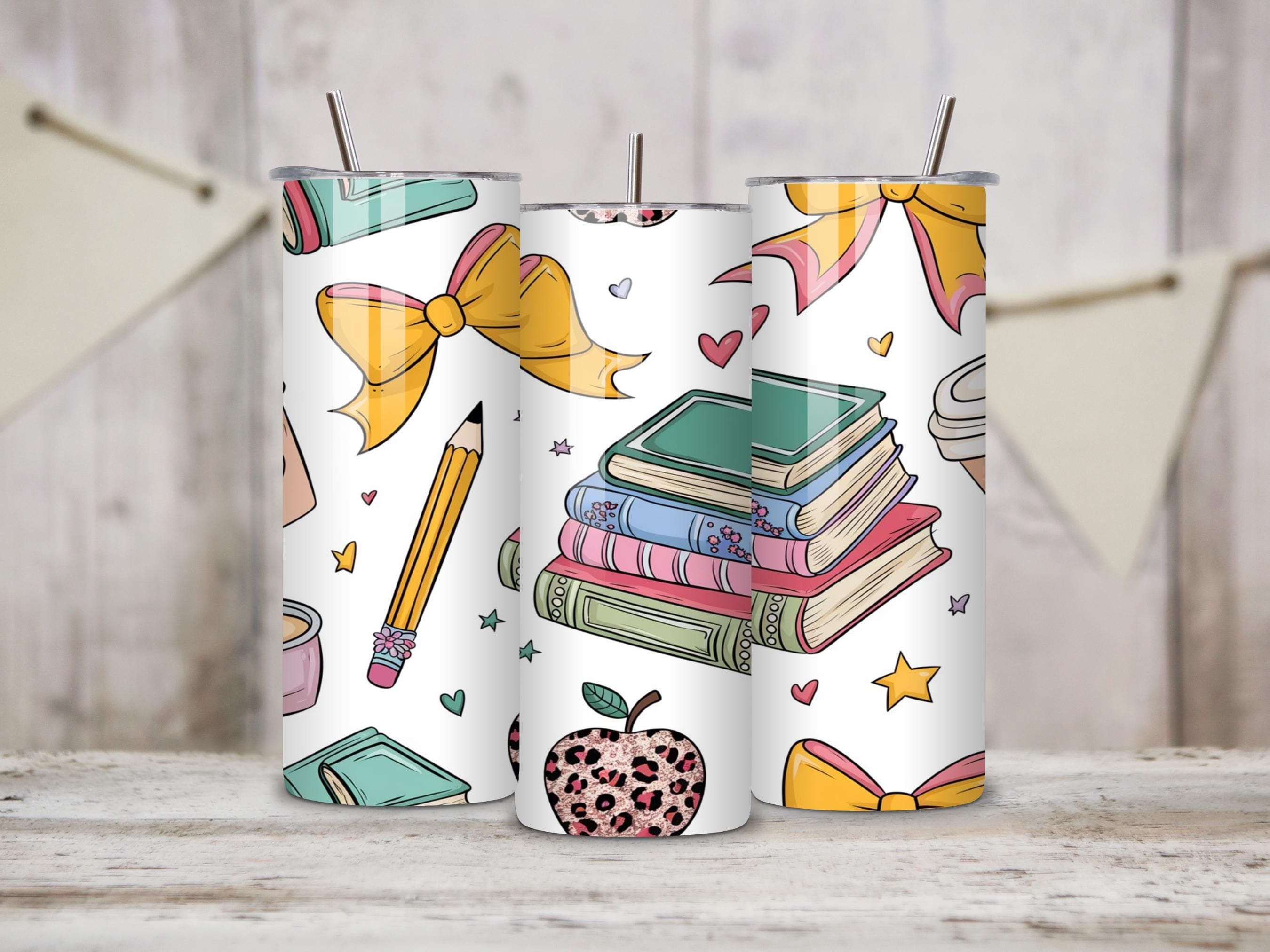 Teacher Coquette Wrap -Digital PNG File Tumbler Sublimation Design -Instant Digital Download -Coquette School Tumbler Wrap Teacher Gift - image 3