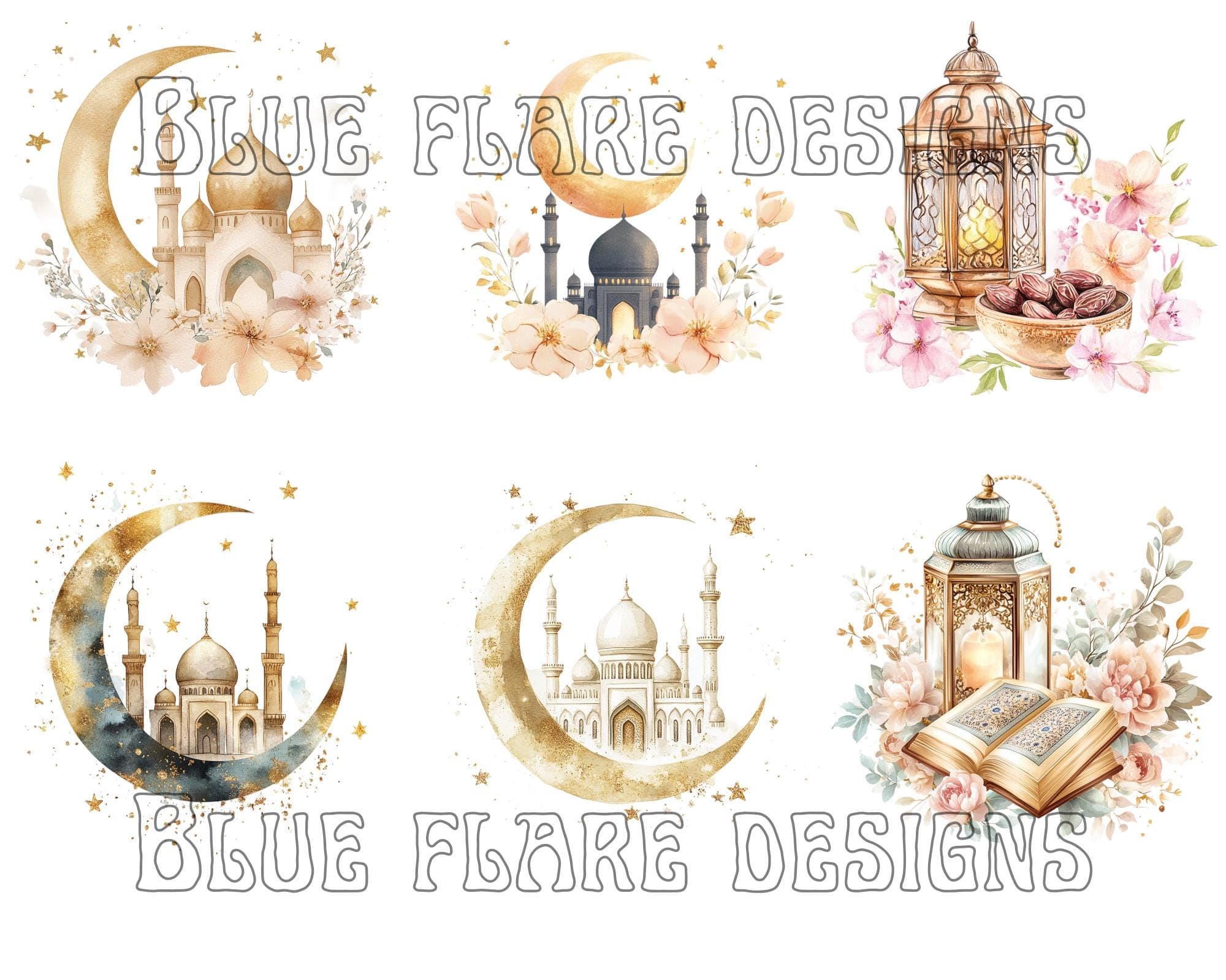 Ramadan PNG Clipart Bundle for Islamic Home Decor -Islamic Sublimation Designs -Ramadan Mubarak -Watercolor Clipart -Digital Download - image 5