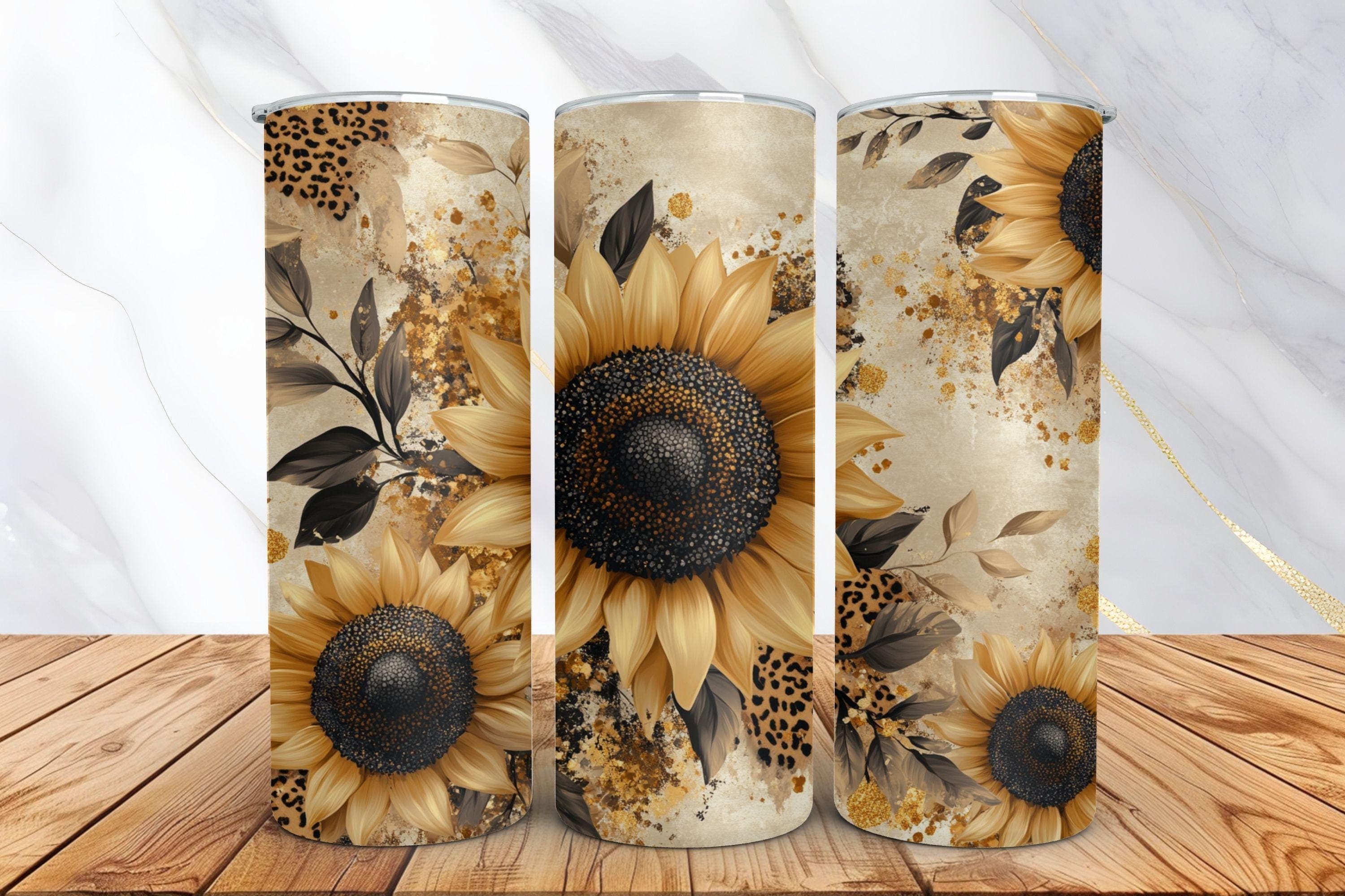 Leopard Sunflower tumbler wrap - sunflower png - Floral tumbler wrap - leopard png - sunflower gifts - 20oz tumbler wrap - Digital download