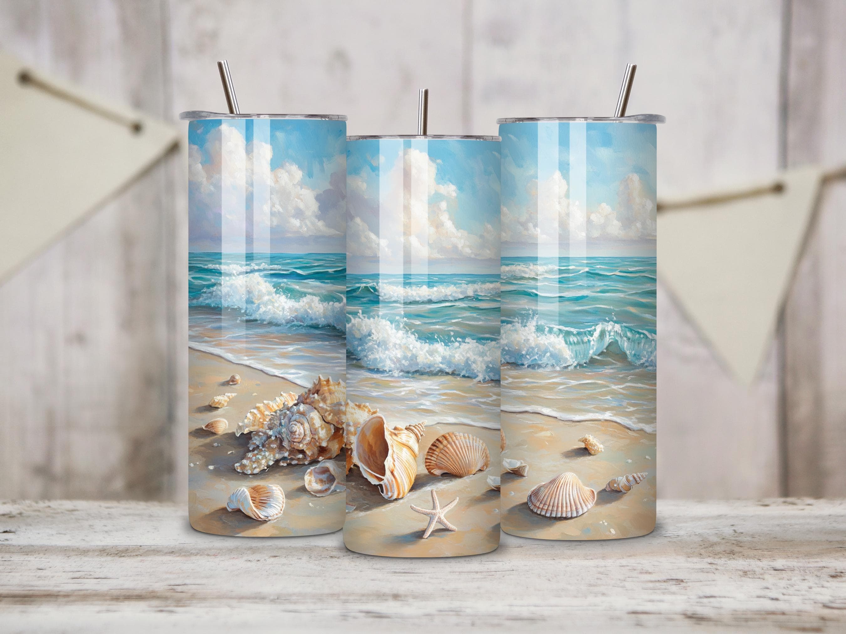 Beach Tumbler Wrap, 20oz Tumbler Wrap PNG, Beach PNG Vacation Tumbler, Skinny Tumbler Sublimation Designs, Digital Download - image 3