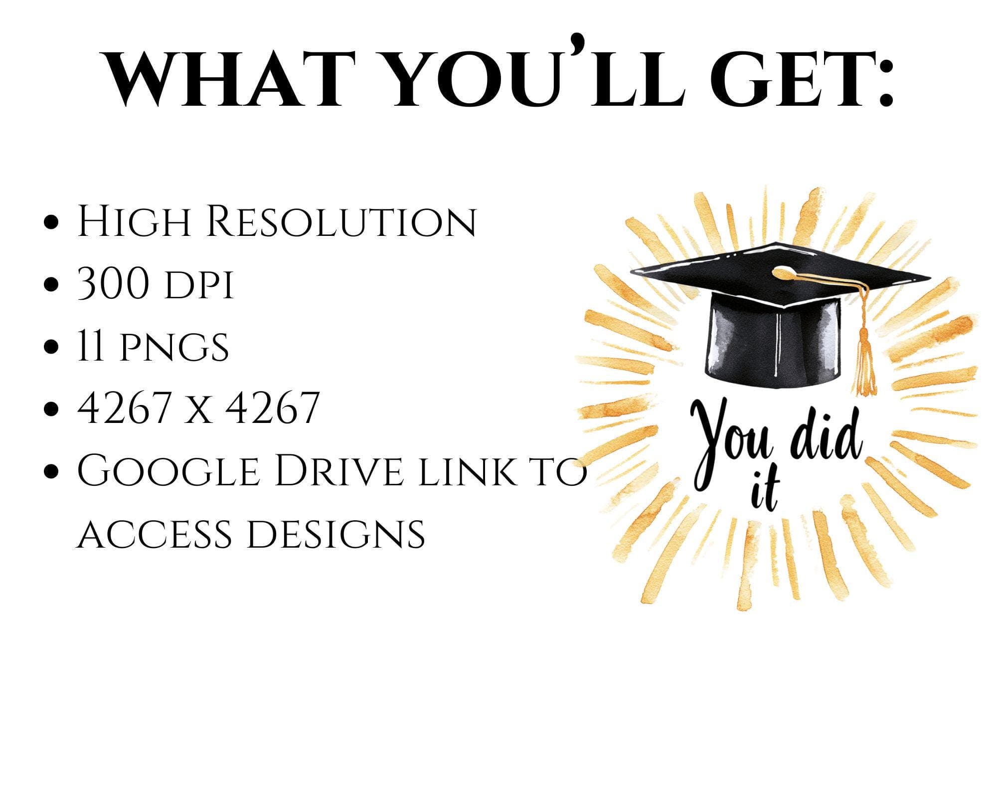 Watercolor Graduation Clipart with Motivational Quotes - Student Gifts - Graduation Cap Png - Digital Download - graduation cap -senior 2025 - image 4