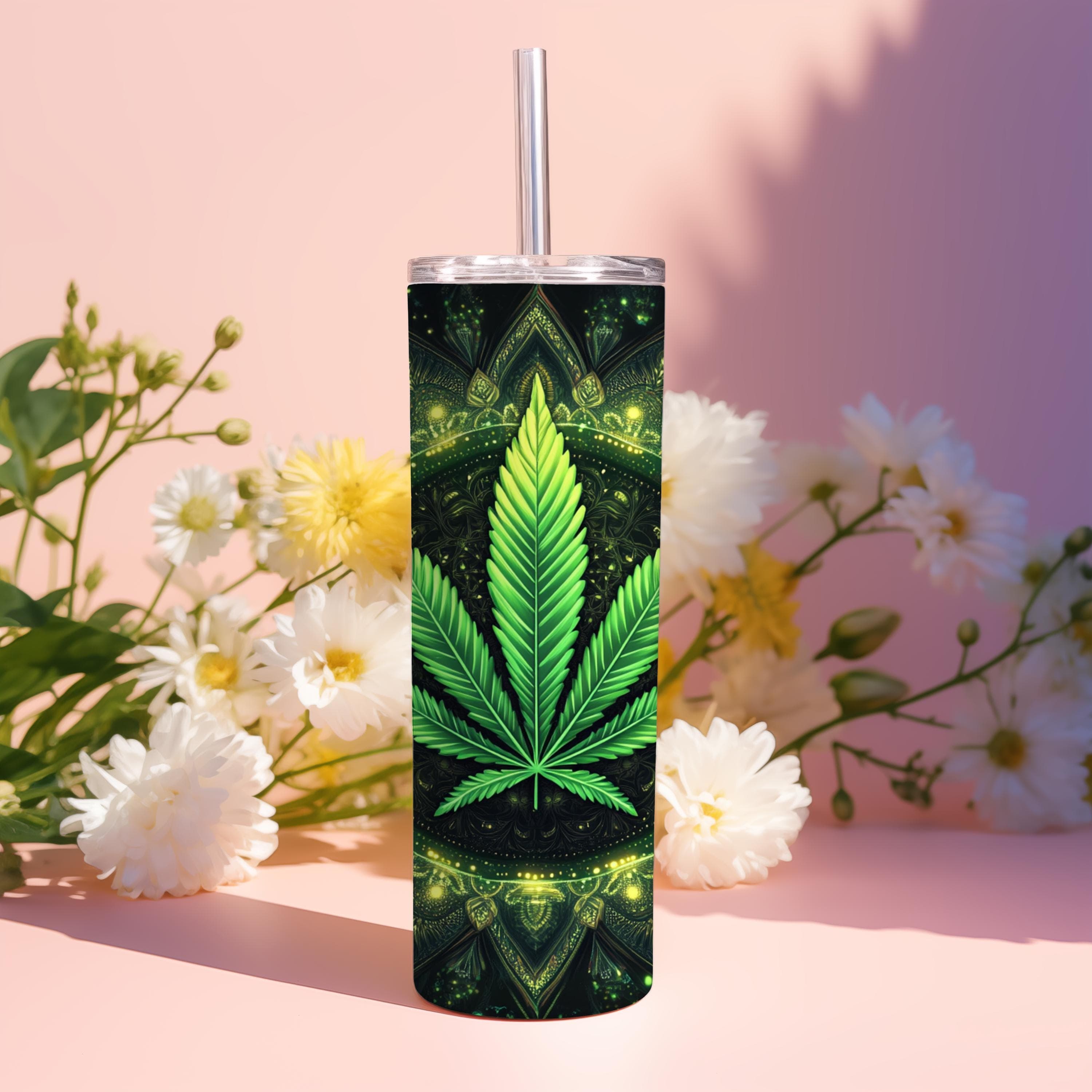 Weed Tumbler Wrap, Marijuana leaf weed 20 oz skinny tumbler sublimation wrap, Marijuana Tumbler PNG Cannabis Digital Download high Ganja 420 - image 3