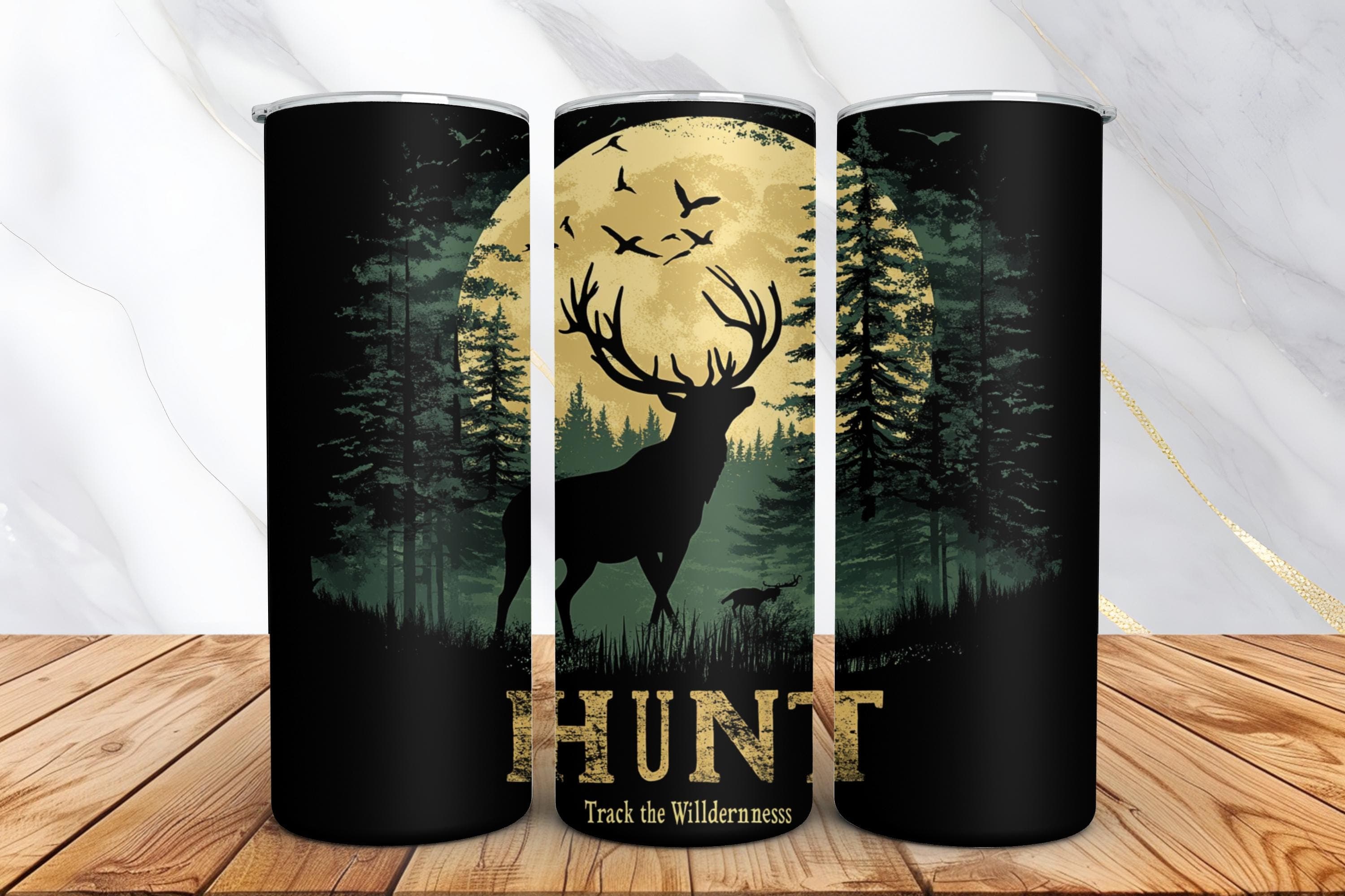 Deer Hunting Tumbler Wrap - 20oz Skinny Tumbler Sublimation Design -Deer Hunting PNG -Forest Tumbler Design -Digital Download