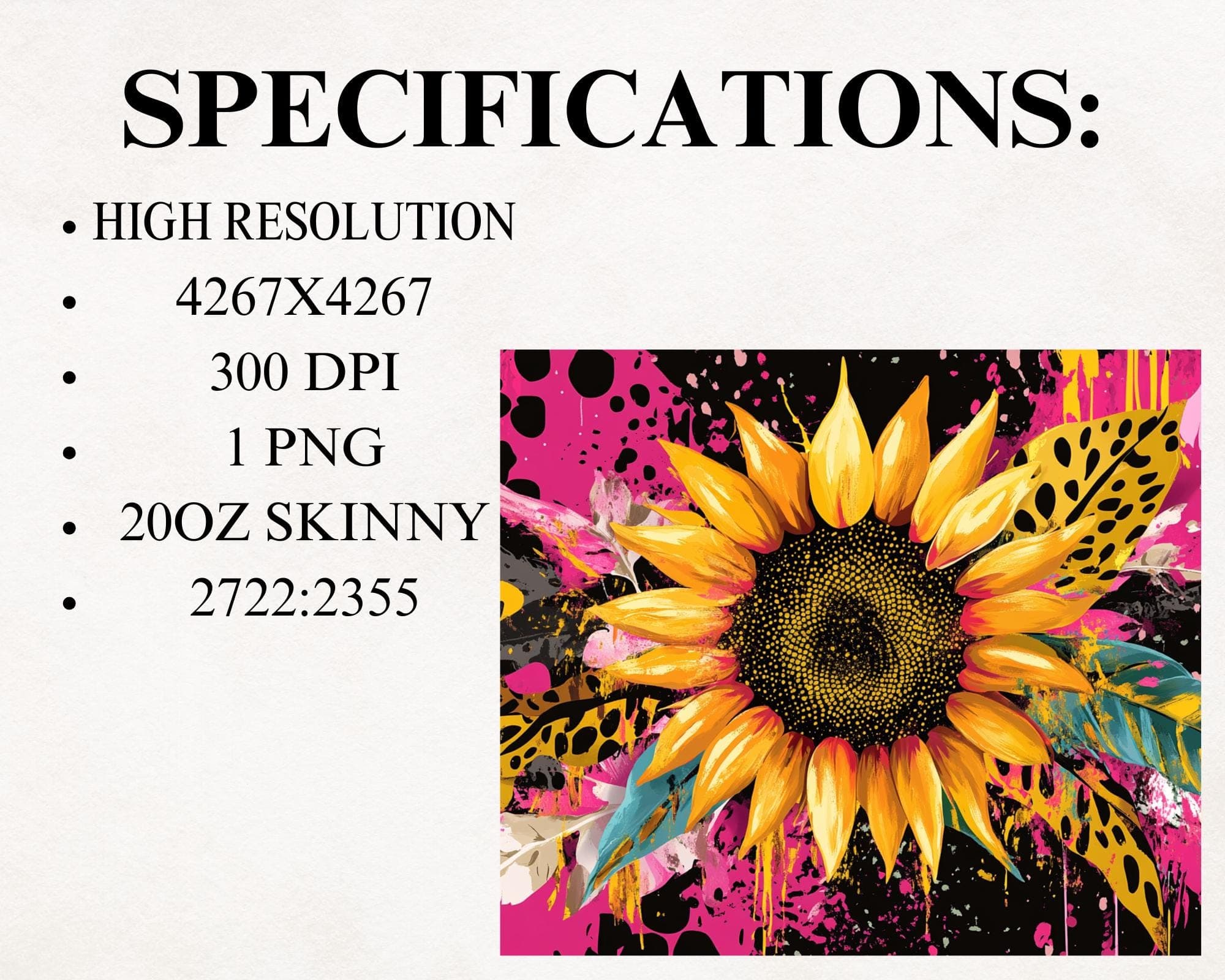 Sunflower Cow Print 20oz Skinny Tumbler Wrap, Sublimation Design, Digital Download PNG, Western Mama Tumbler Wrap PNG - image 5
