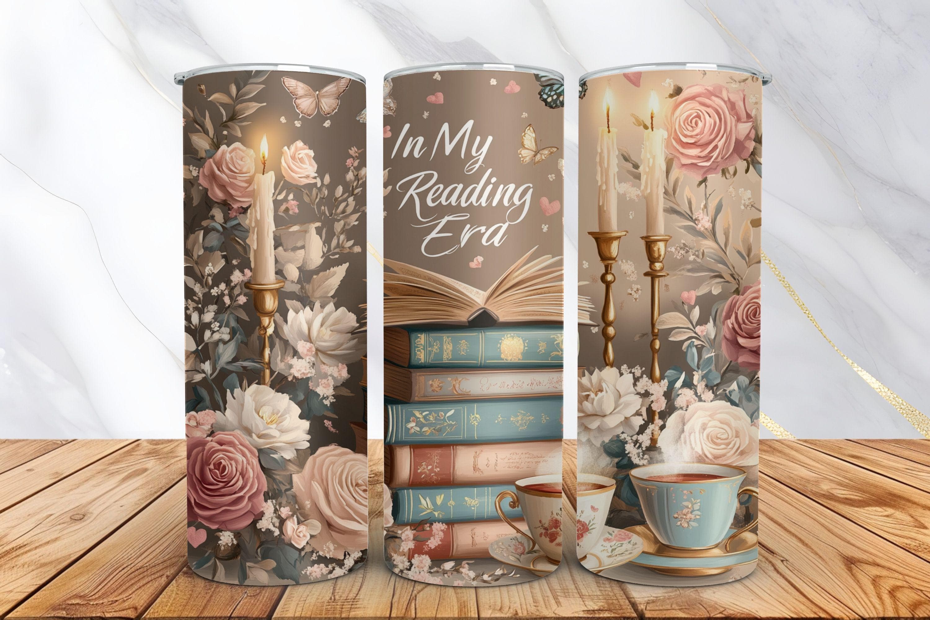 Book tumbler wrap - Bookish png - Flower tumbler wrap - Book lover gifts - 20oz tumbler wrap - Reading png - Flower png - Digital download