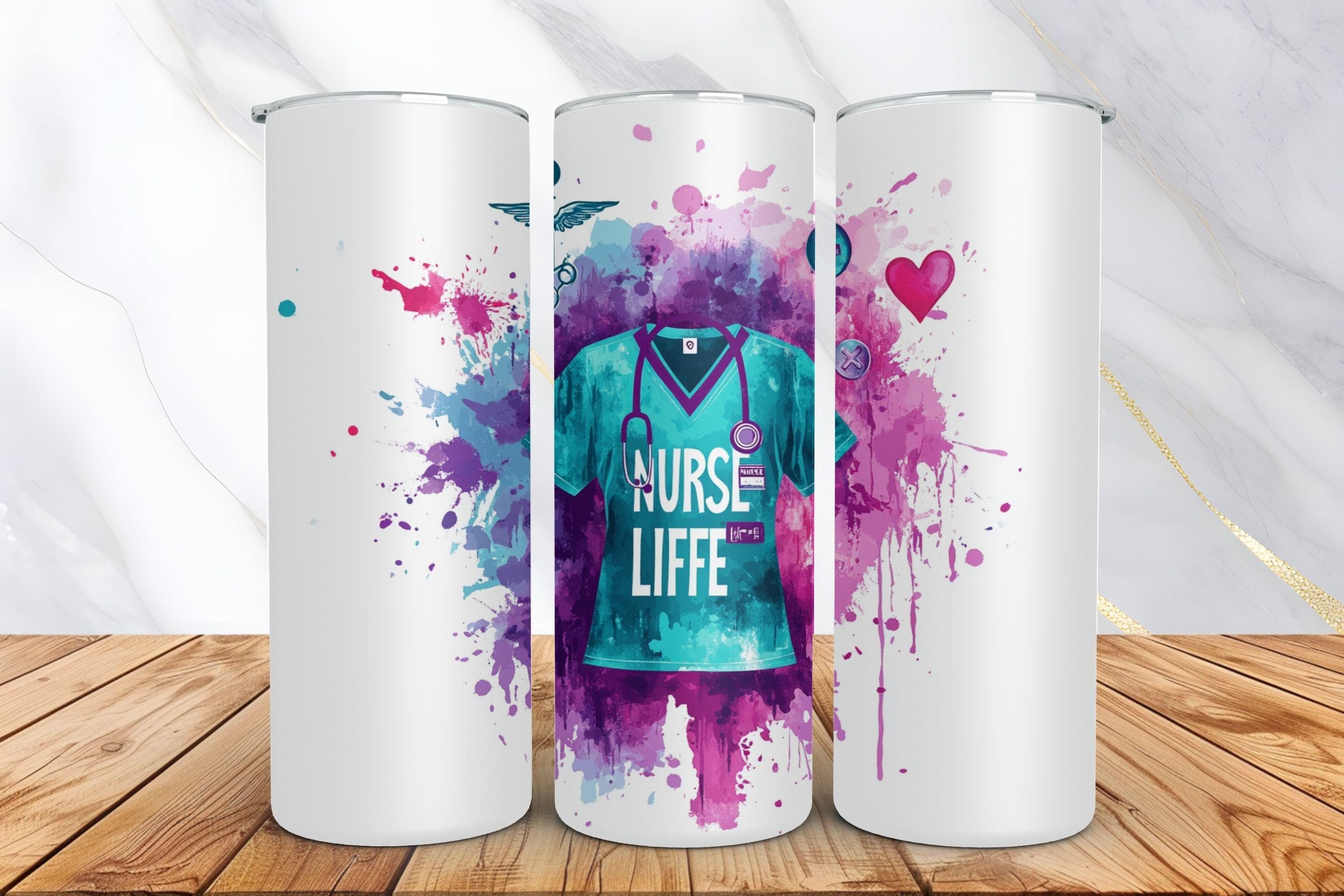Nurse Tumbler Wrap, 20oz Tumbler Wrap, Nurse Life Tumbler Wrap PNG, Skinny Tumbler Nurse PNG, Sublimation Designs, Digital Download