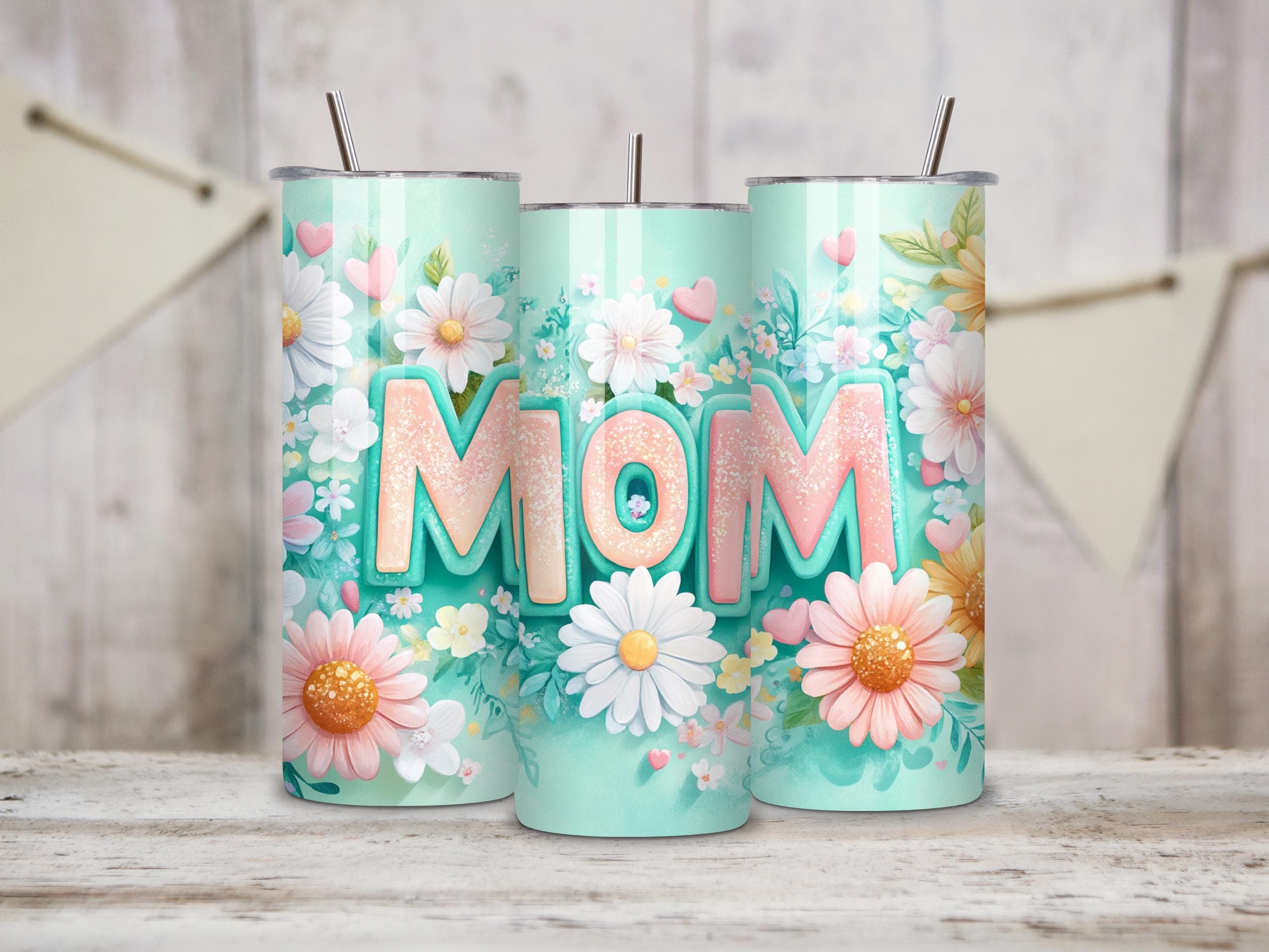 Floral Mom Tumbler Wrap -20 oz Skinny Tumbler Sublimation Designs PNG -Mothers Day Tumbler Wrap -Sunflowers Mama Tumbler Digital Download - image 3
