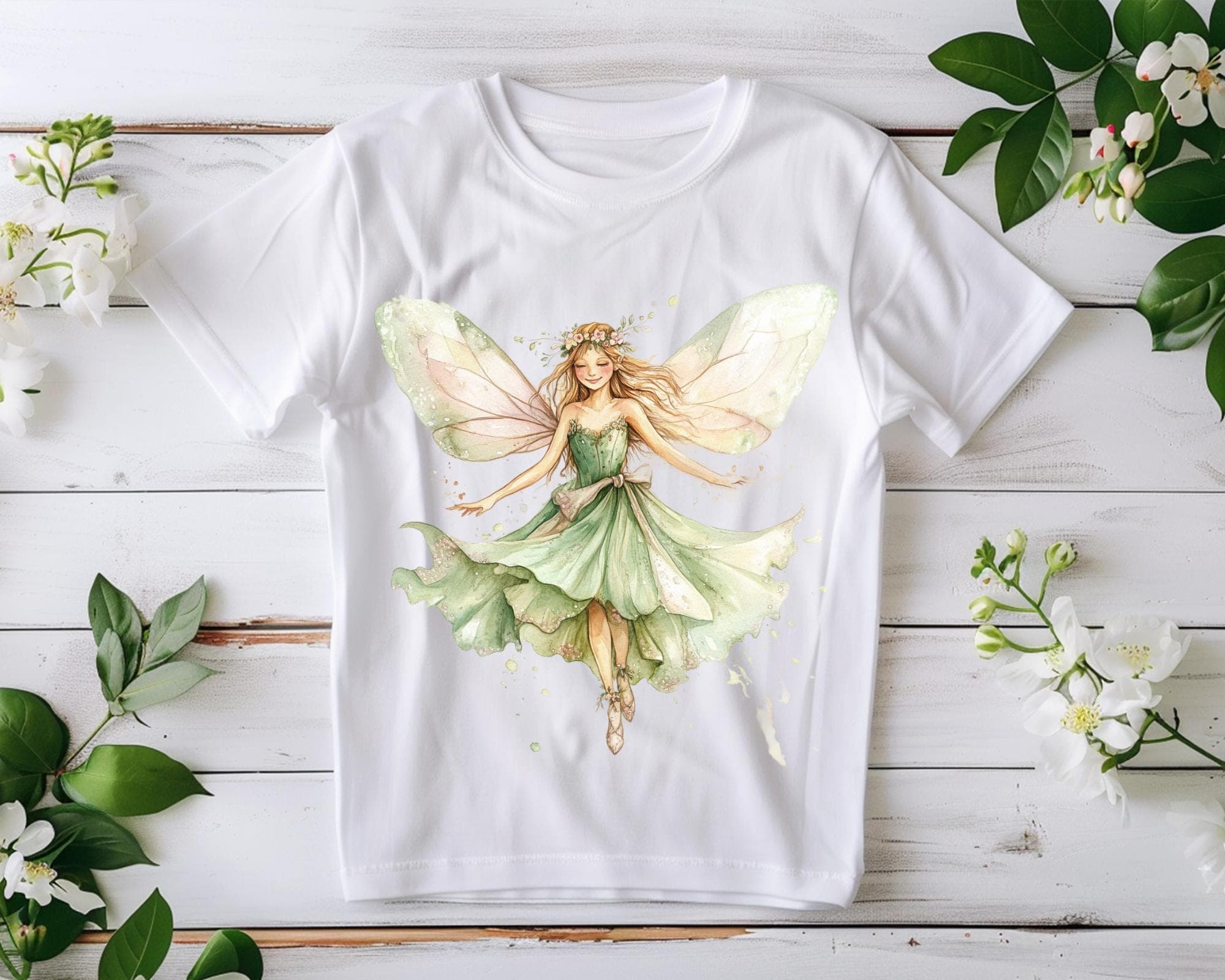 Watercolor magical garden pink fairies clipart Bundle, Cute fantasy forest fairy first birthday clipart, Fairytale fantasy fairy house png - image 3