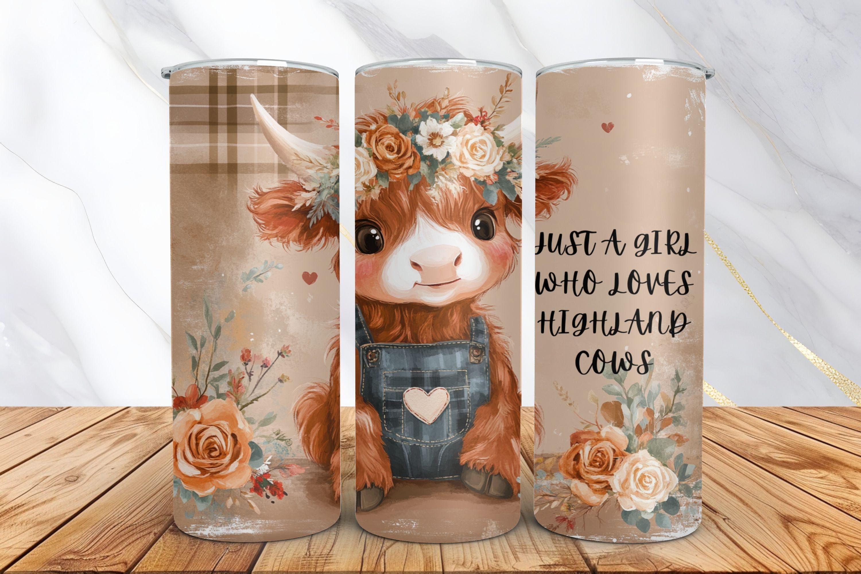 Floral highland cow tumbler wrap - floral cow png - Floral tumbler wrap - Highland cow gifts - 20oz tumbler wrap - Digital download