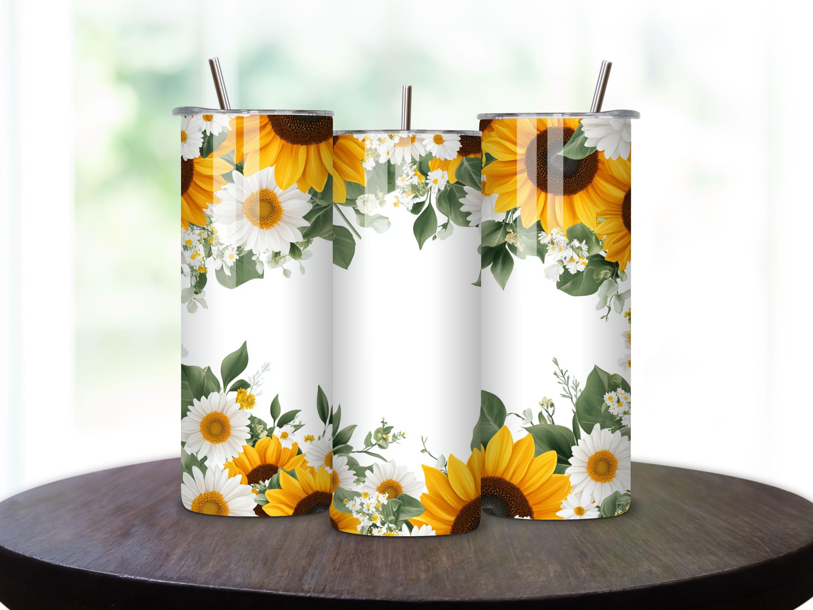 Sunflower tumbler wrap - sunflower png - Floral tumbler wrap - sunflower gifts - flowers png - 20oz tumbler wrap - Digital download - image 4