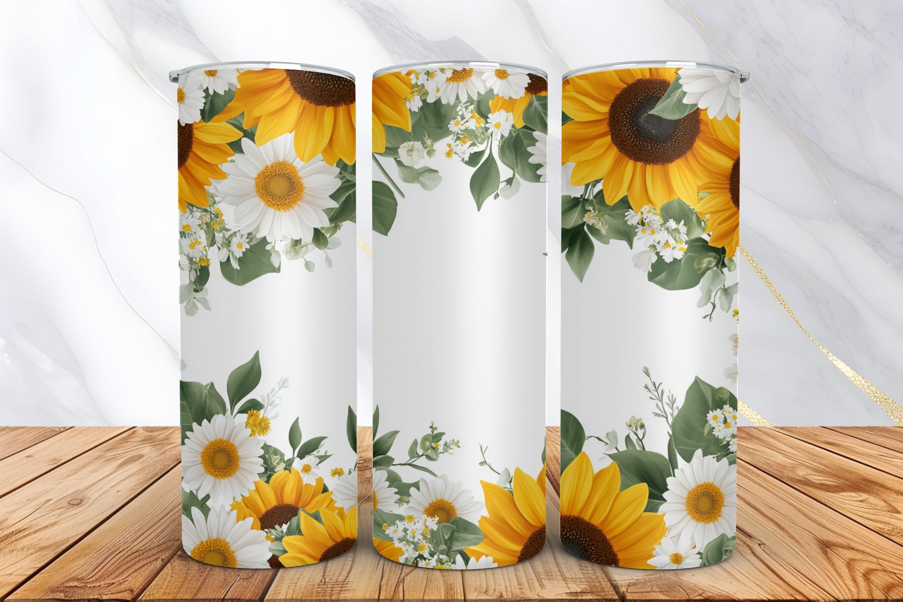 Sunflower tumbler wrap - sunflower png - Floral tumbler wrap - sunflower gifts - flowers png - 20oz tumbler wrap - Digital download