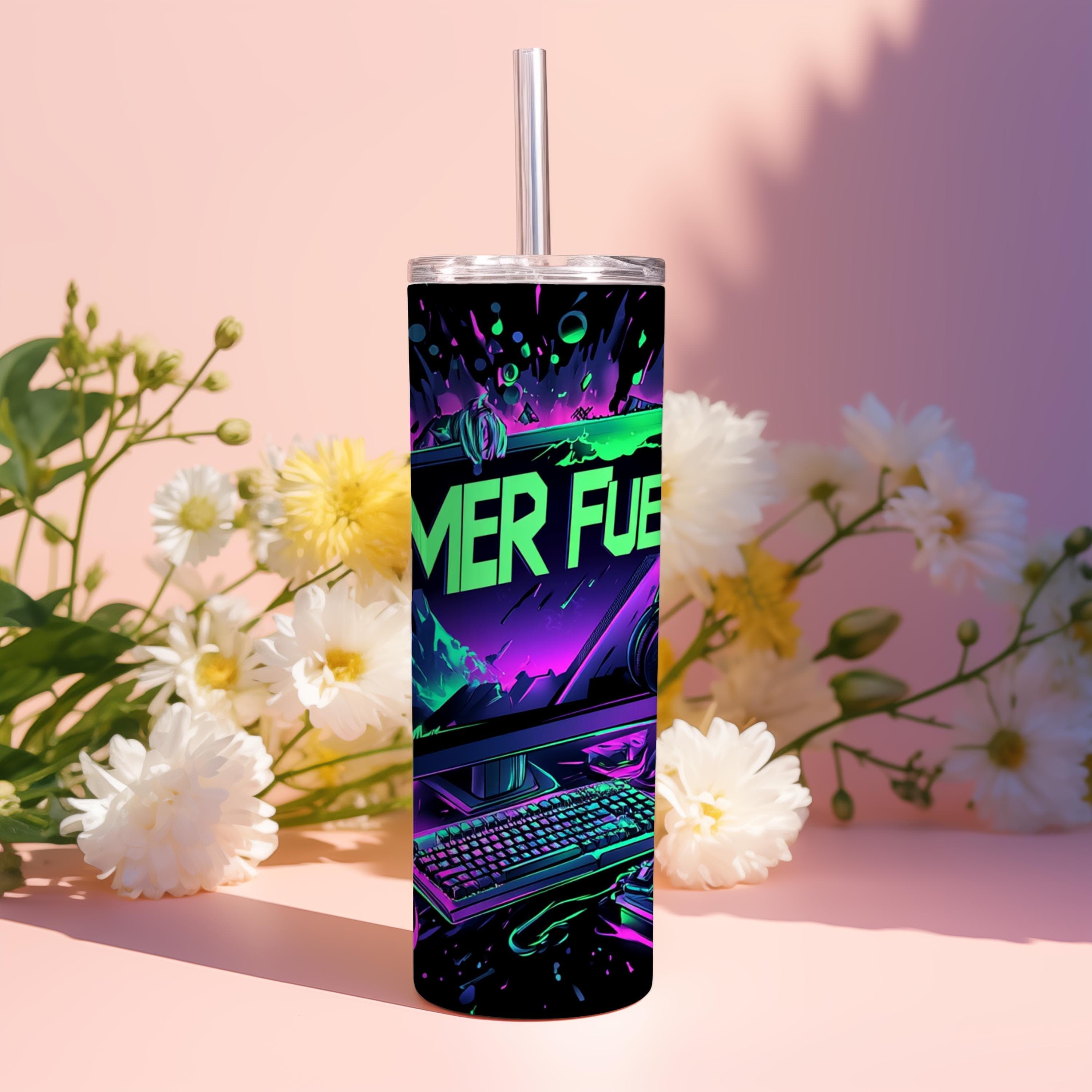Gaming Tumbler Wrap -Gamer Fuel 20oz Skinny Tumbler Sublimation Design -PC Gaming Gear Tumbler PNG -Kid Video Game Tumbler PNG - image 4