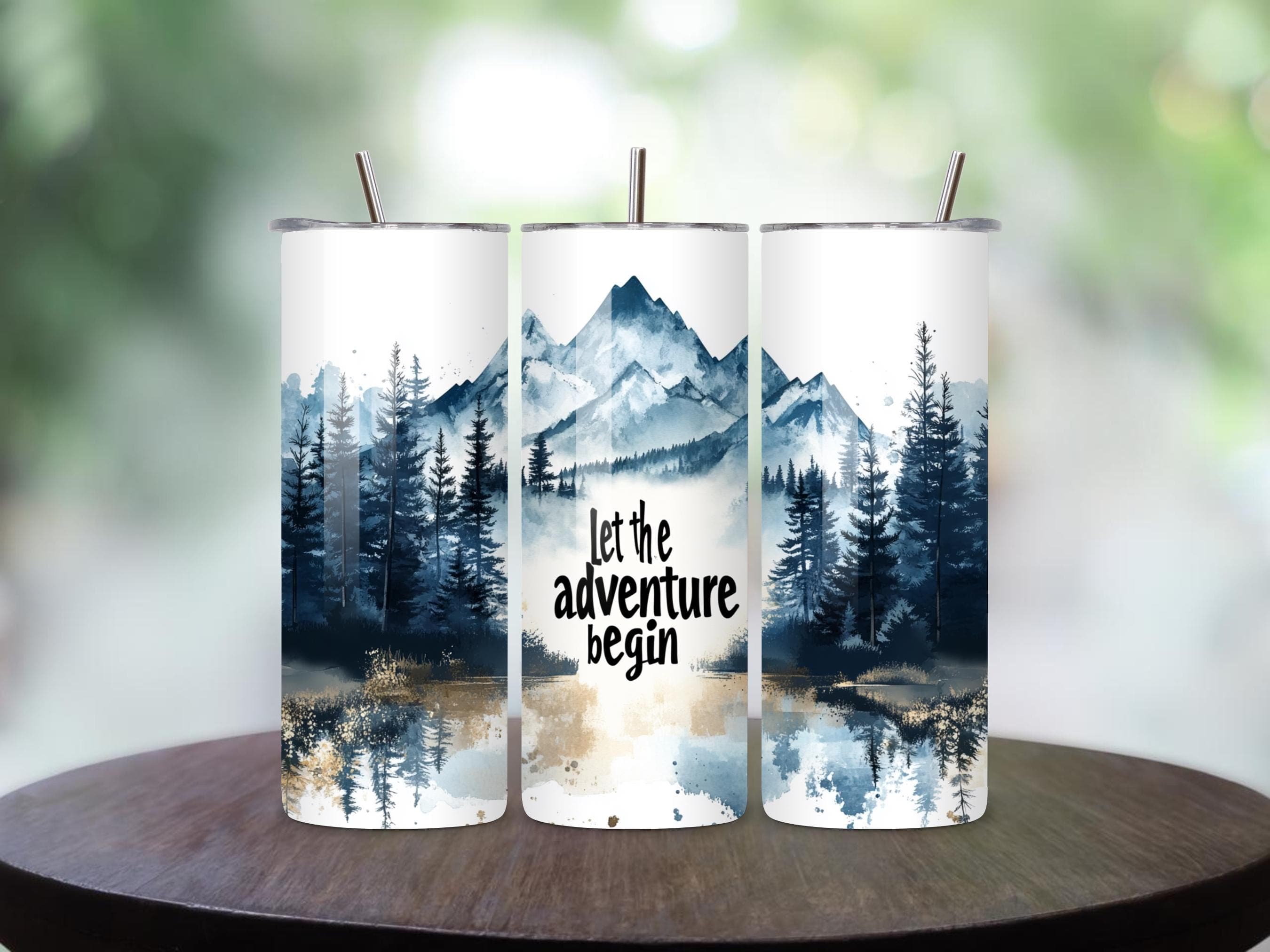 Adventure Tumbler Wrap Hiking Forest Mountain 20oz Skinny Tumbler Sublimation Design Straight And Tapered Tumbler Wrap Digital Download PNG - image 4
