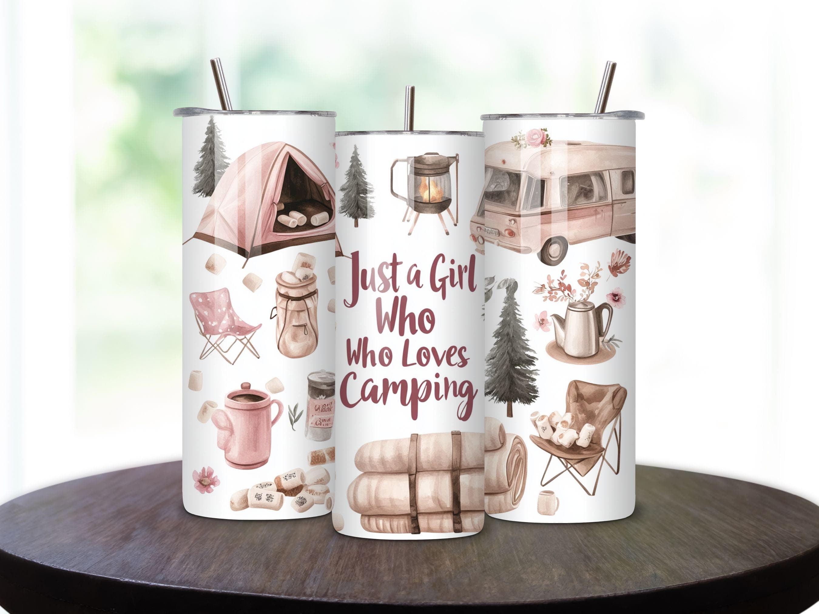 Camping Tumbler Wrap - 20oz skinny tumbler wrap - Camping Sublimation Designs - Camping PNG -Adventure Gifts - Digital Download - image 4