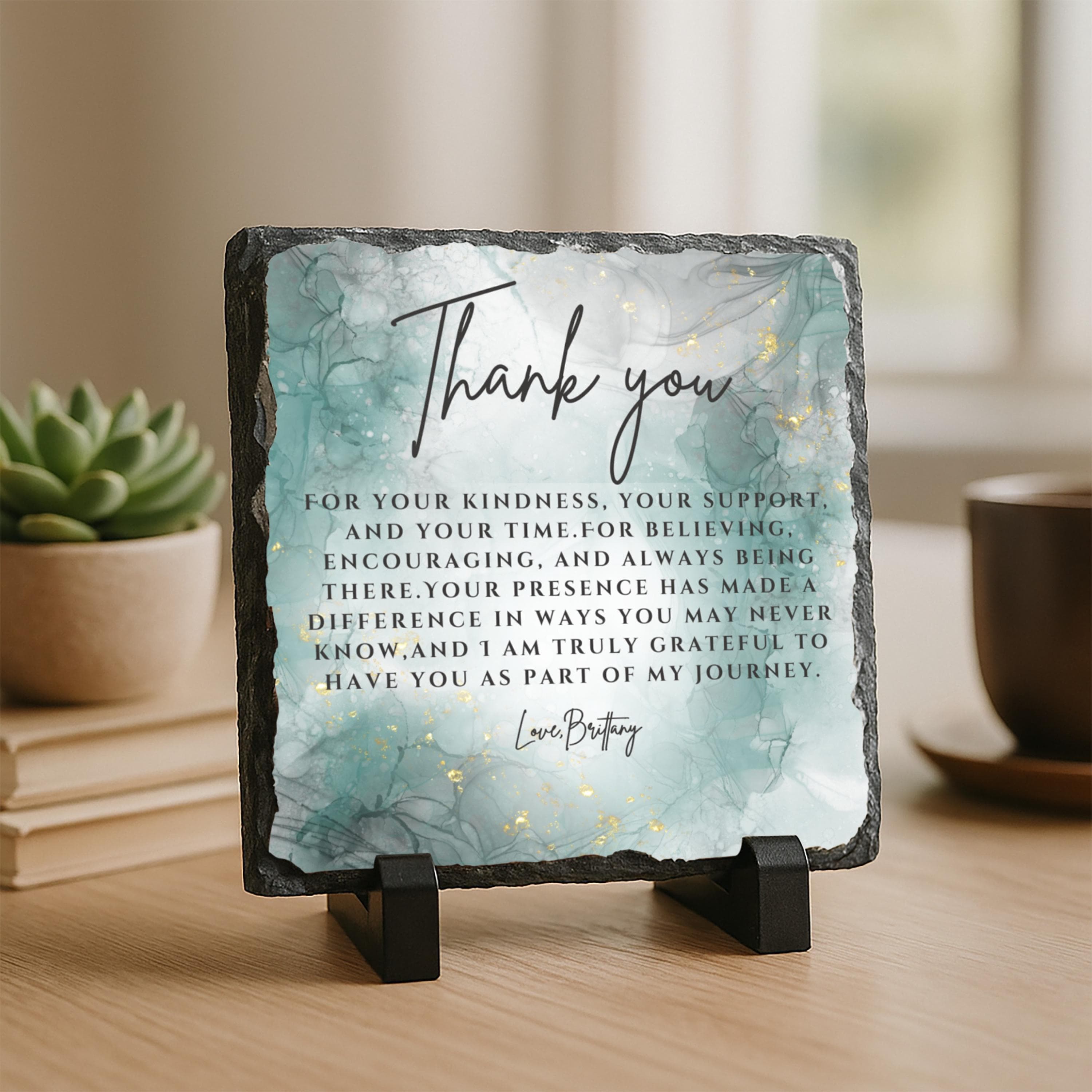 Custom Thank You Stone Plaque With Stand For-Mentor-Teacher-Friend-Colleague-Mom-Women-Boss-Coworker-Adviser-Coach-Gratitude Memory Keepsake