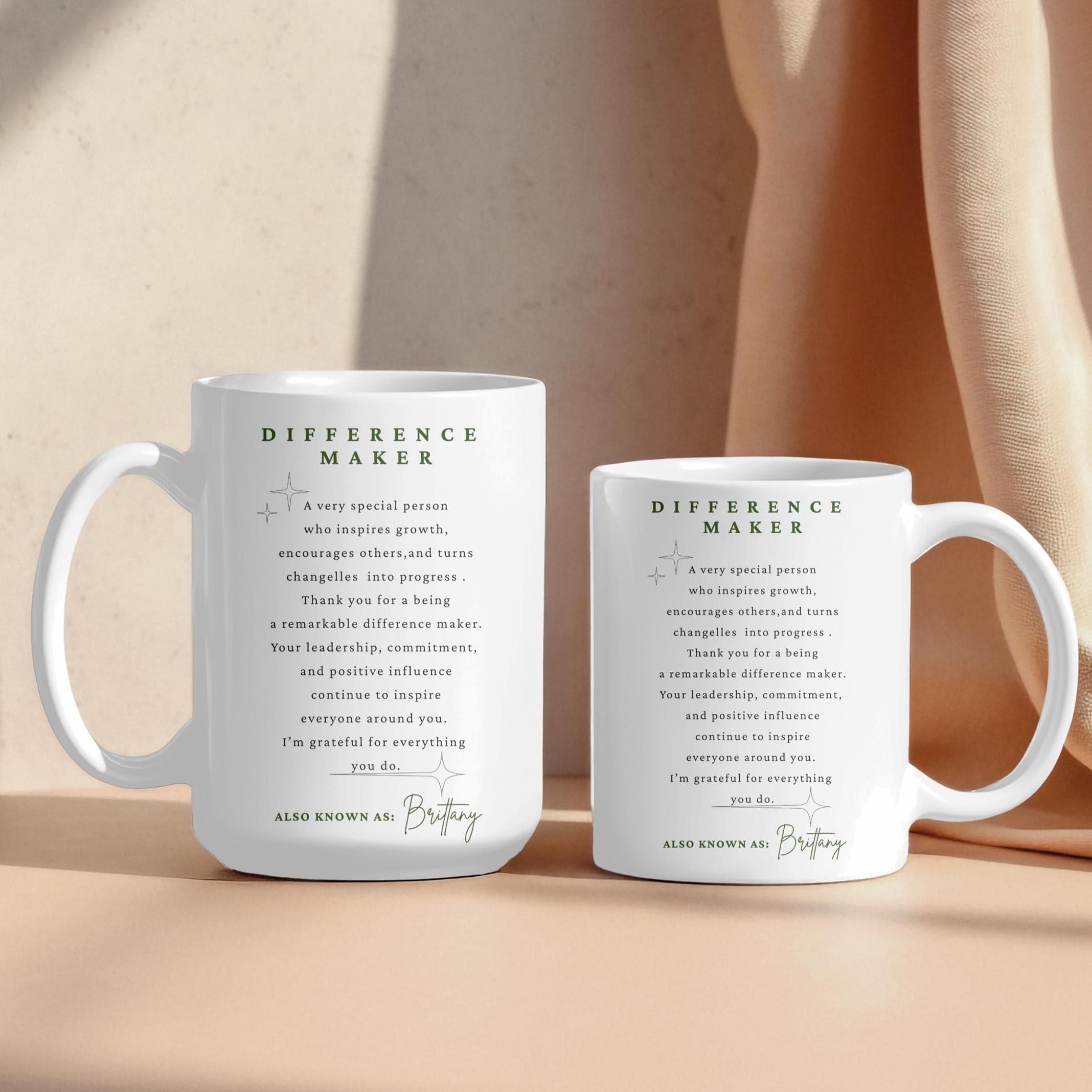 Personalized Difference Maker Mug-Custom Thank You Gift For Mentor-Teacher-Friend-Colleague-Her-Women-Boss-Coworker-Adviser-Coach-Gratitude - image 5