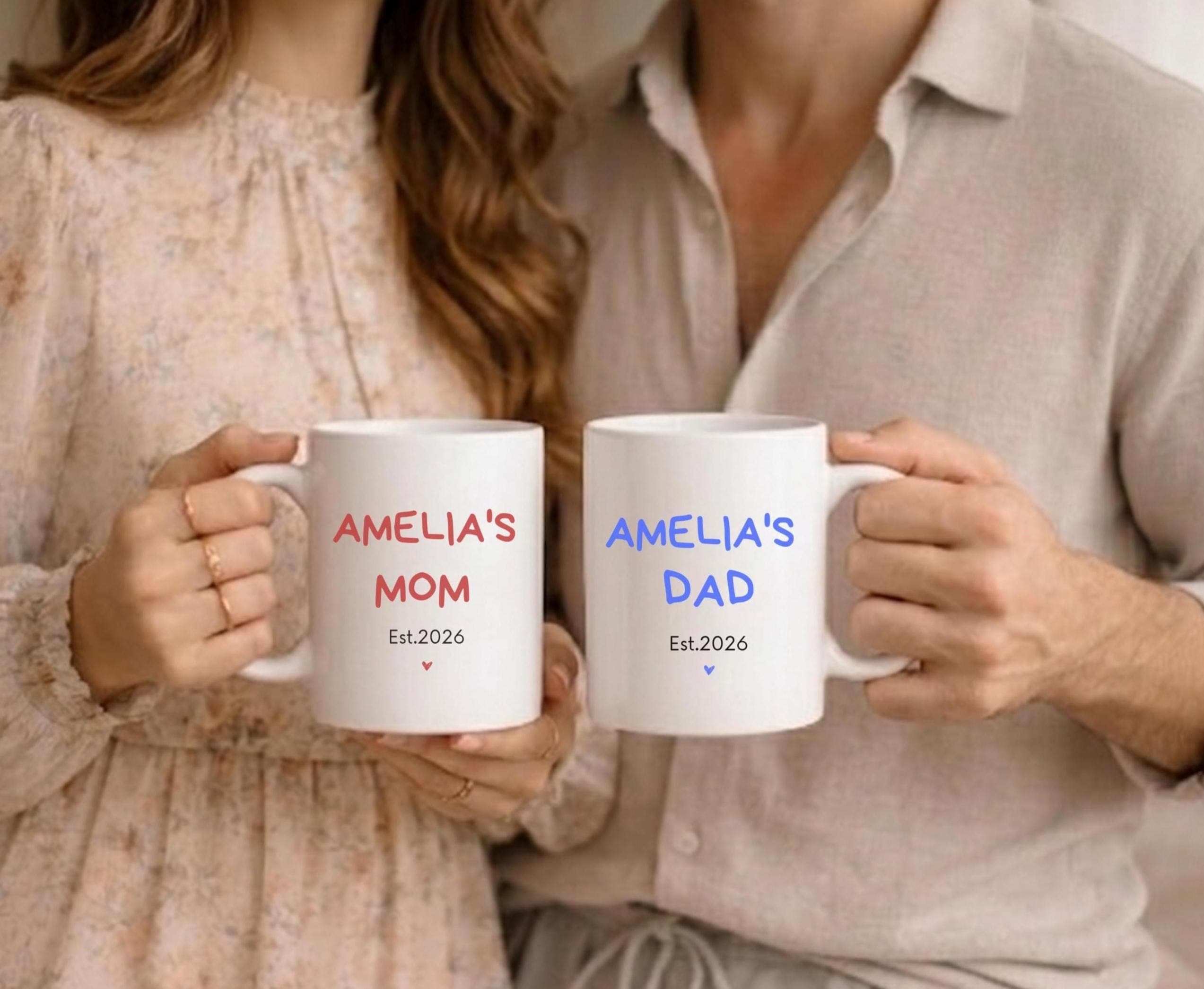 Personalized New Parents Mug Set-New Baby Gift Box-Mom and Dad Tea Cup-Customized Expecting Parents-New Mother and Father-First Time Parents - image 5