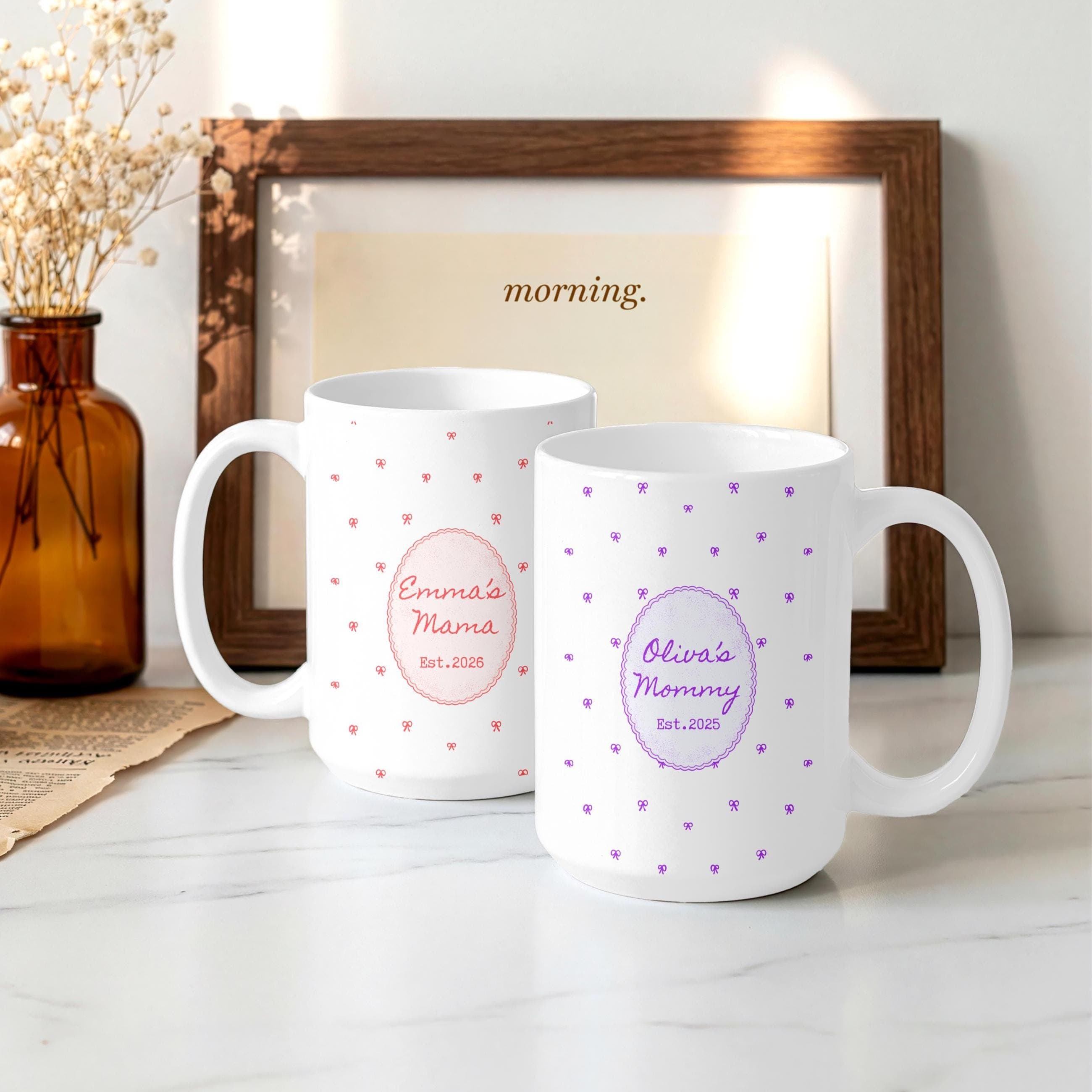 New Mama Ceramic Mug | Custom Mama Established Coffee Tea Cup-Future Mom Mug-Pregnancy Gift-Kids Name- Mama Established Mug - image 4