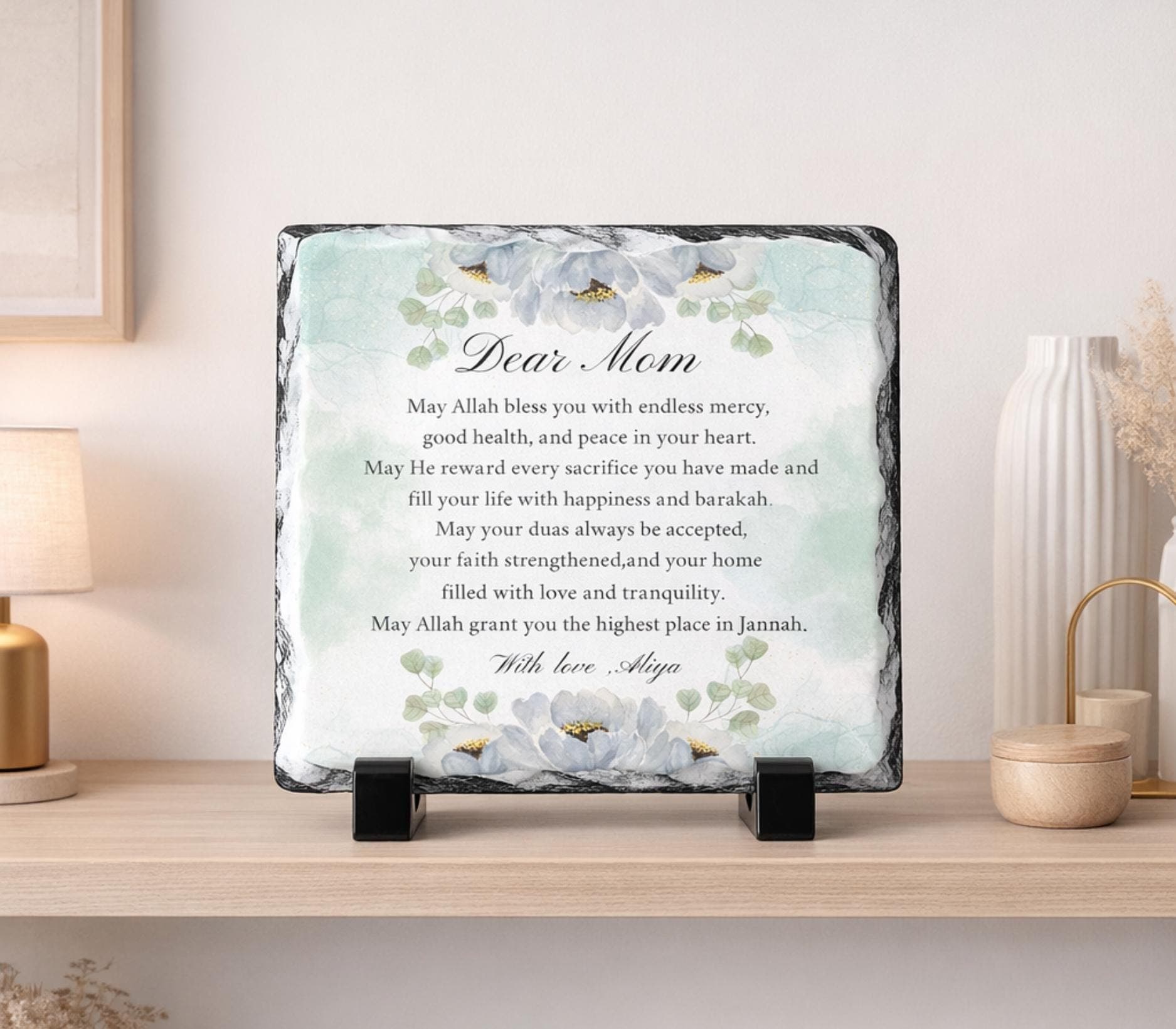 Islamic Mum Slate Plaque-Personalized Muslim Mothers Gift-Ramadan Eid Gifts For Mama-Parents-Daughter-Son-Children-Islamic Mom Gifts
