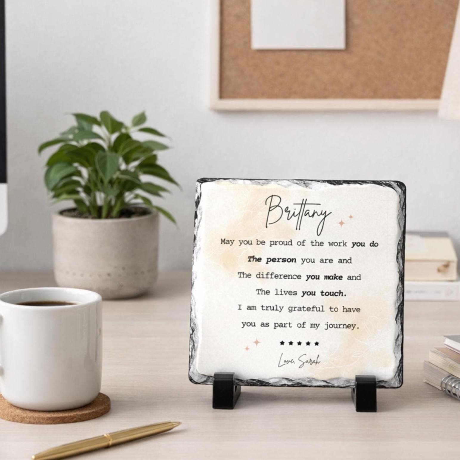 Personalized Thank You Stone Plaque With Stand For-Mentor-Teacher-Friend-Colleague-Her-Women-Boss-Coworker-Adviser-Coach-Gratitude Keepsake - image 4