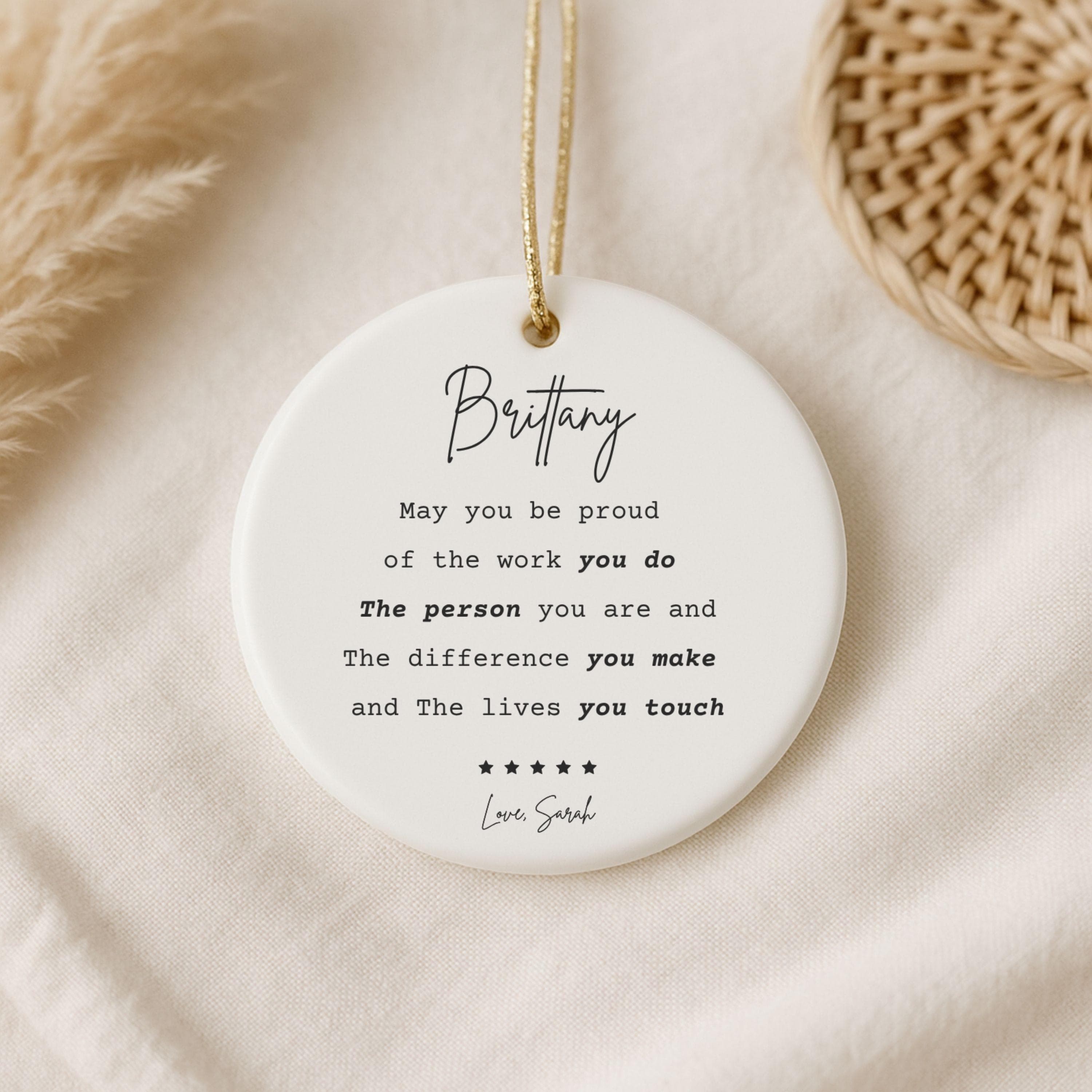 Custom Thank You Ceramic Ornament For-Mentor-Teacher-Friend-Colleague-Mom-Women-Boss-Coworker-Adviser-Coach-Gratitude Memory Keepsake