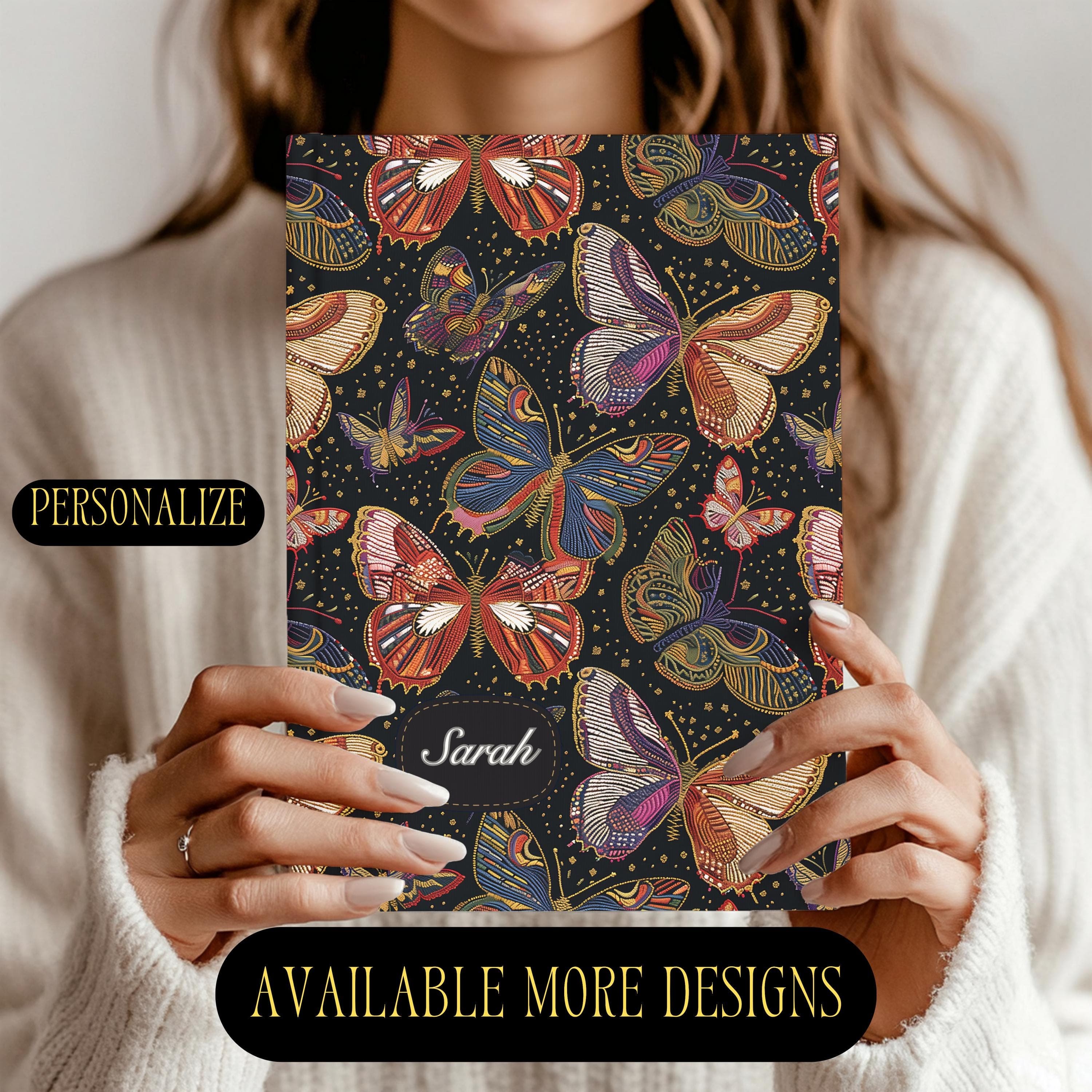 Personalized Vintage Butterfly Print Journal-Insect Sketchbook-Entomology Cottagecore Notebook-Bug Science Theme Planners-Writing Gift Ideas