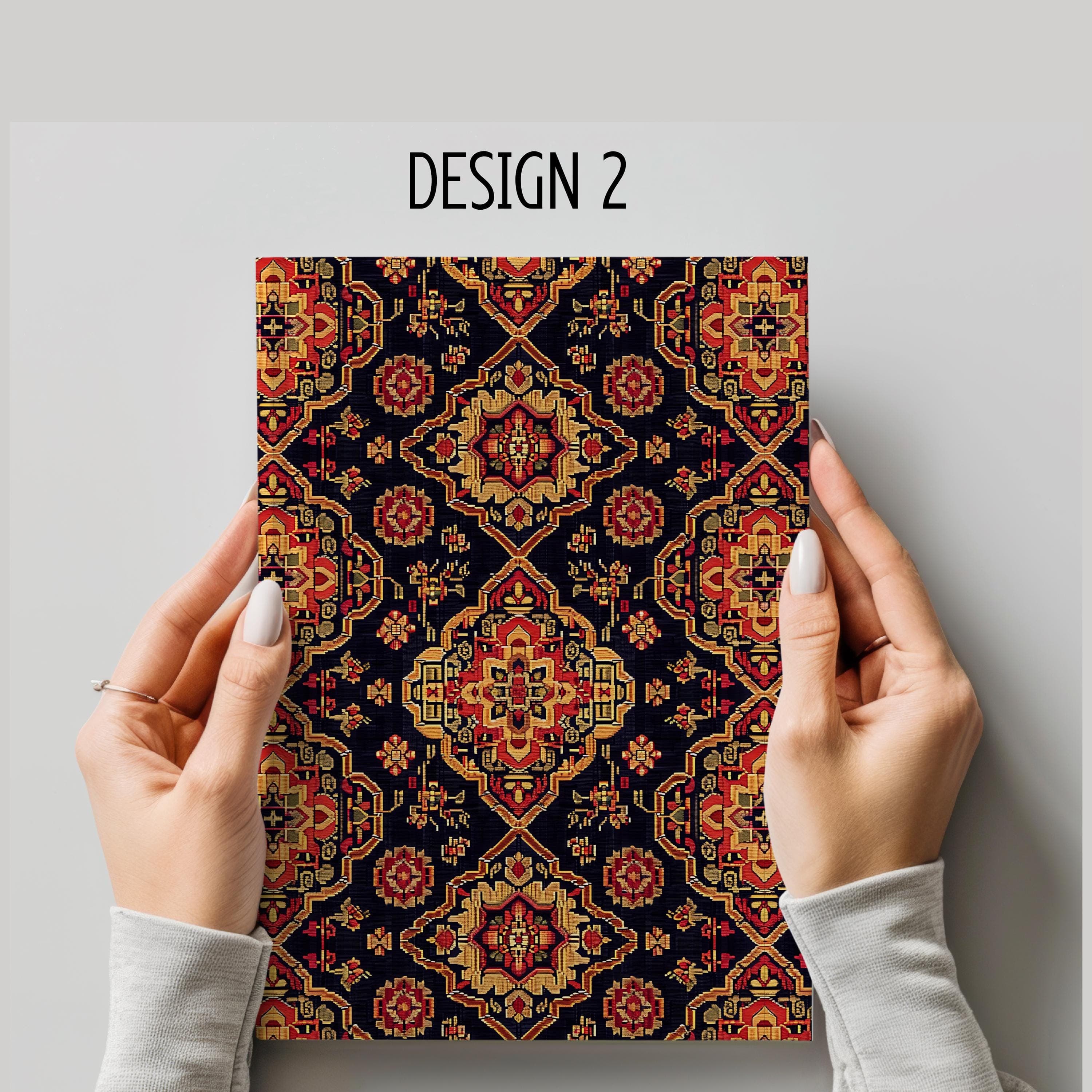 Ethnic Carpet Pattern Hardcover Journal, Persian Rug Design-Turkish Rug Print Keepsake-Middle East Guest Book-Ottaman Pattern-Turkmen Persia - image 4