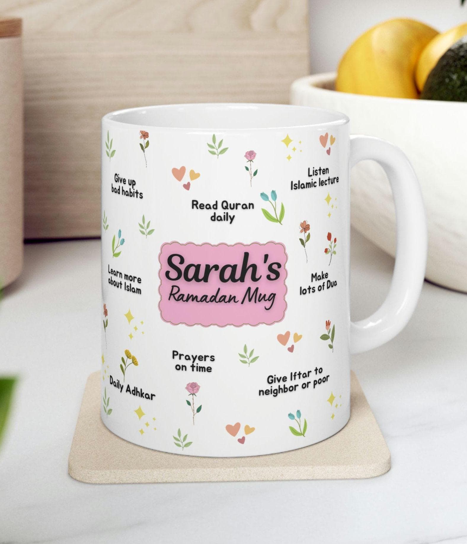 Personalized Ramadan Mug: Islamic Coffee Cup, Ramadan Mubarak Gift,Muslim Tea Cup,Custom Name Gifts for Muslim Women ,Eid Mubarak Gifts