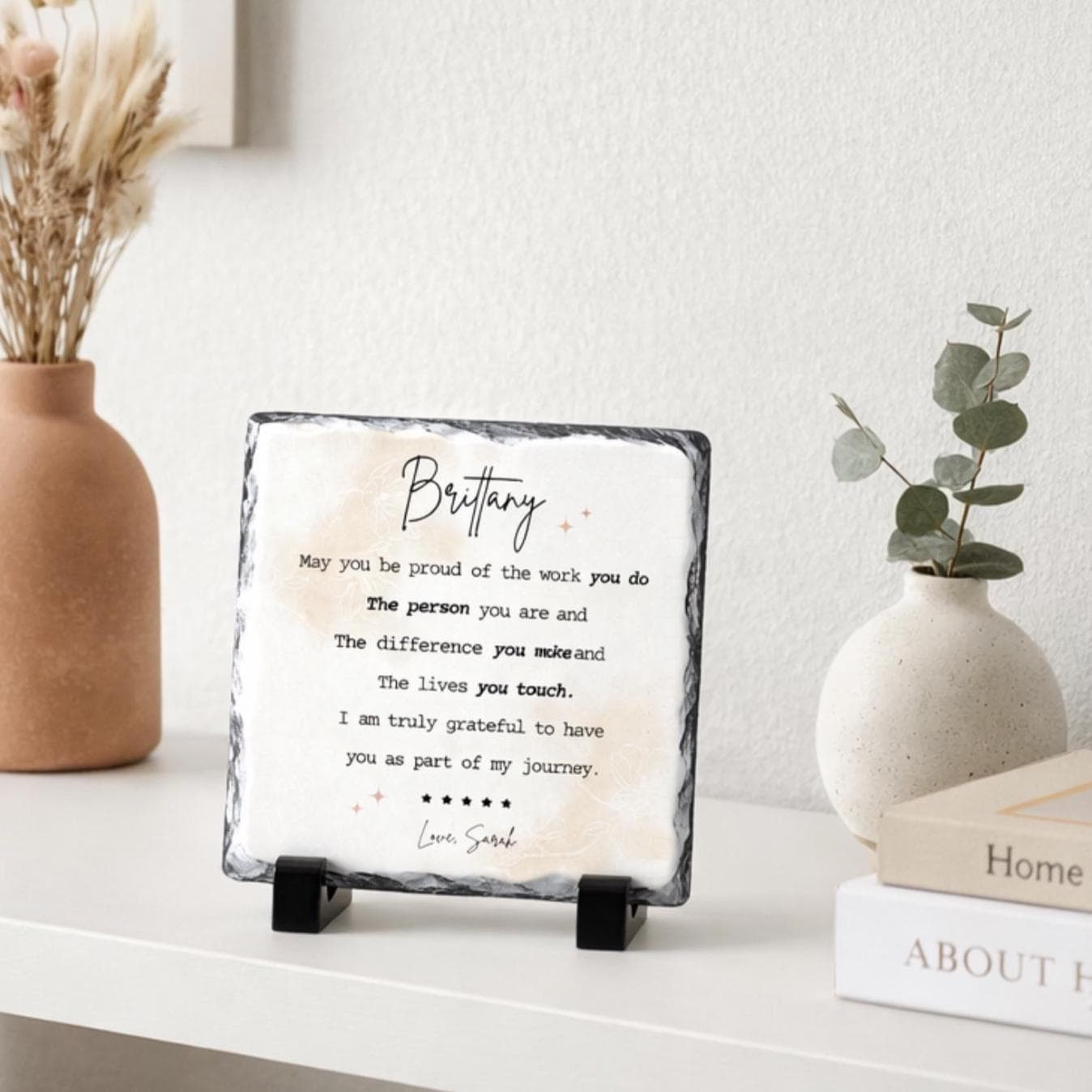 Personalized Thank You Stone Plaque With Stand For-Mentor-Teacher-Friend-Colleague-Her-Women-Boss-Coworker-Adviser-Coach-Gratitude Keepsake - image 3
