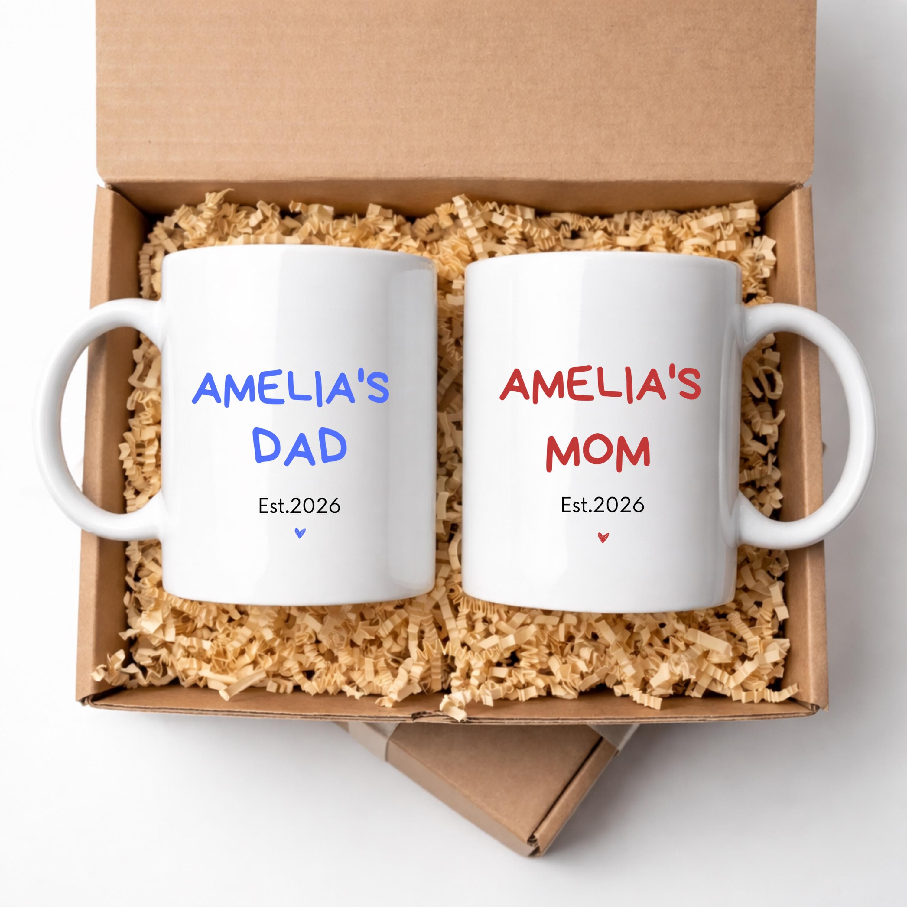 Personalized New Parents Mug Set-New Baby Gift Box-Mom and Dad Tea Cup-Customized Expecting Parents-New Mother and Father-First Time Parents - image 3