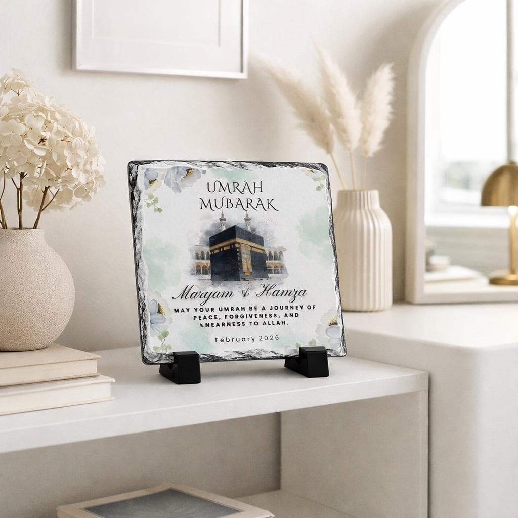 Personalized Umrah Mubarak Plaque Slate- Customized Hajj Mubarak Keepsake Gift-Islamic Couple Umrah Gifts-Hajj Gifts For Him Her-Women - image 5
