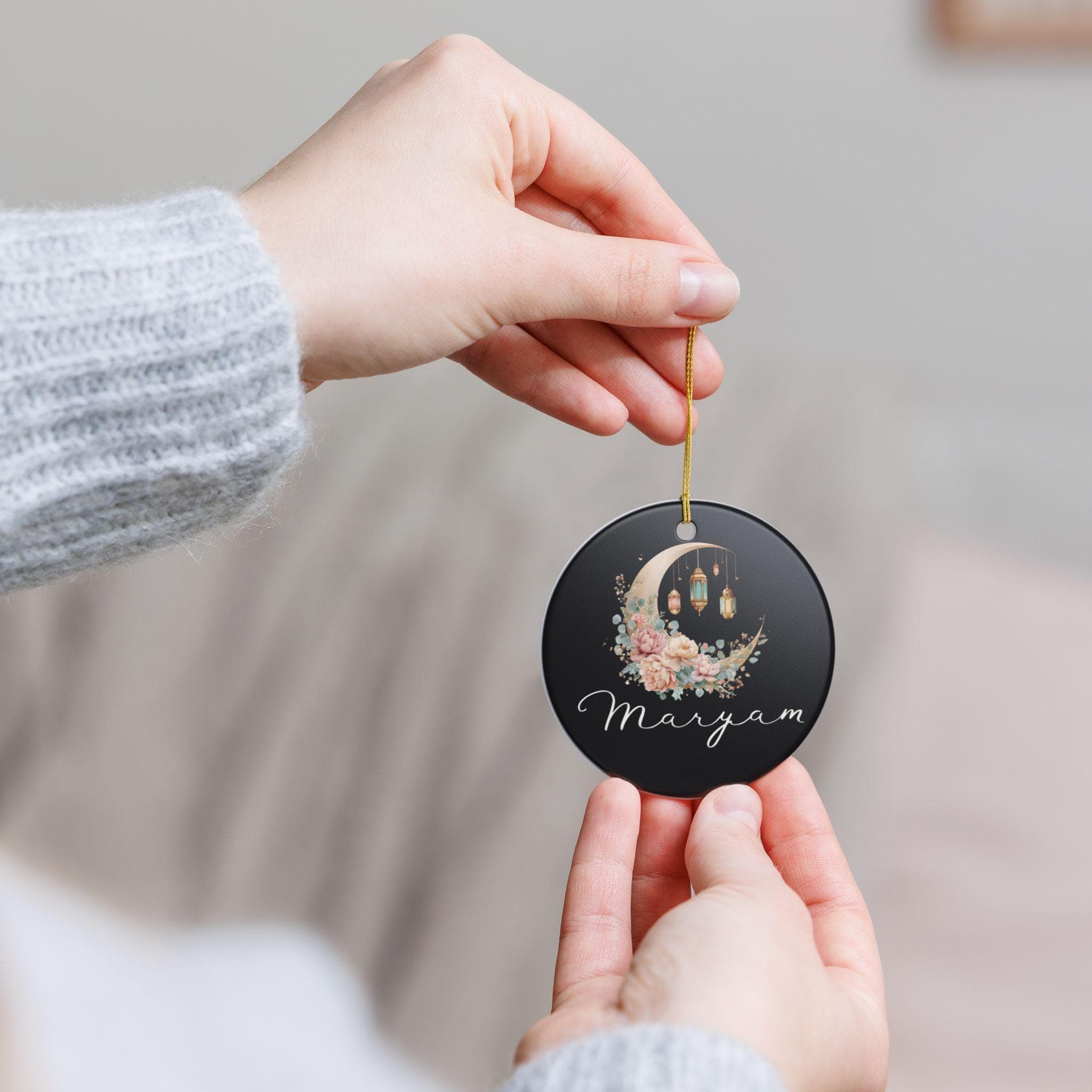 Ceramic Ramadan Ornament-Ramadan Home Decor-Ramadan Hanging Decoration-Minaret Crescent Moon-Decorative Garland Islam-Ramadan Banner