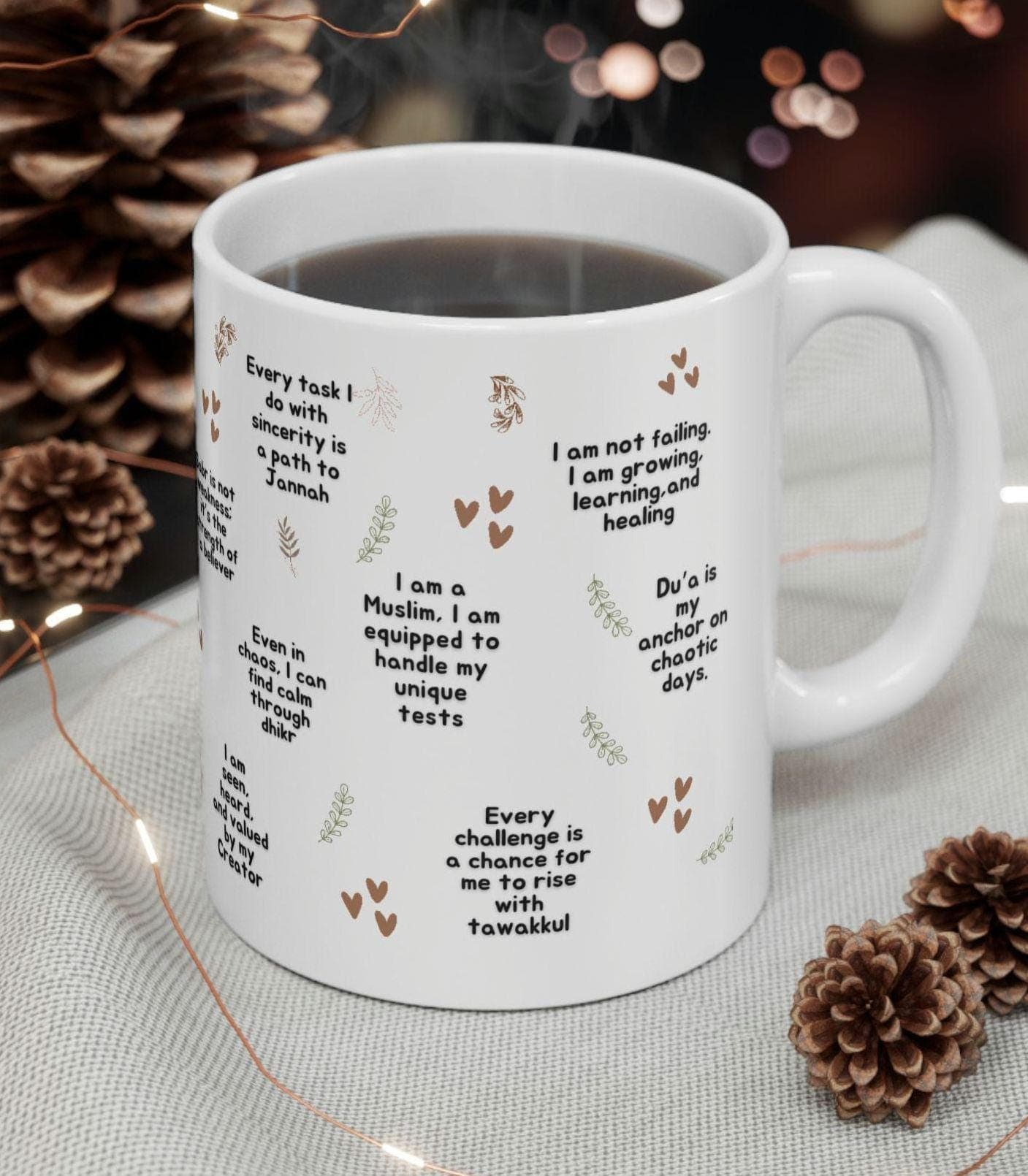 Islamic Affirmation Quote Mug -Ramadan Eid Gift For Friends -Women-Coworker-Mom-Motivational - Present For Muslim Hijabi Girl