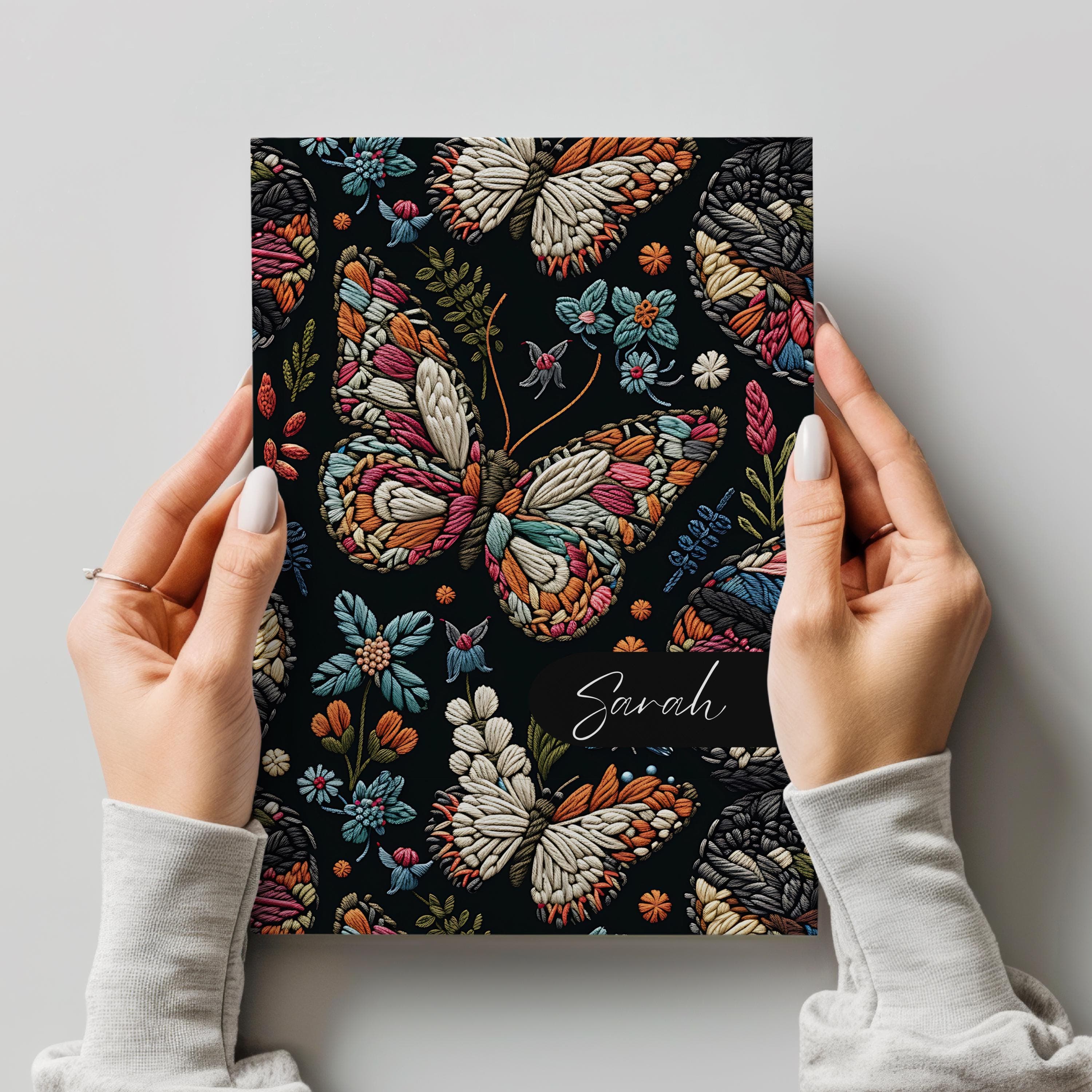 Personalized Butterfly Print Journal-Inspirational Sketchbook-Custom Butterfly and Flower Diary Notebook-Vintage Book Planners